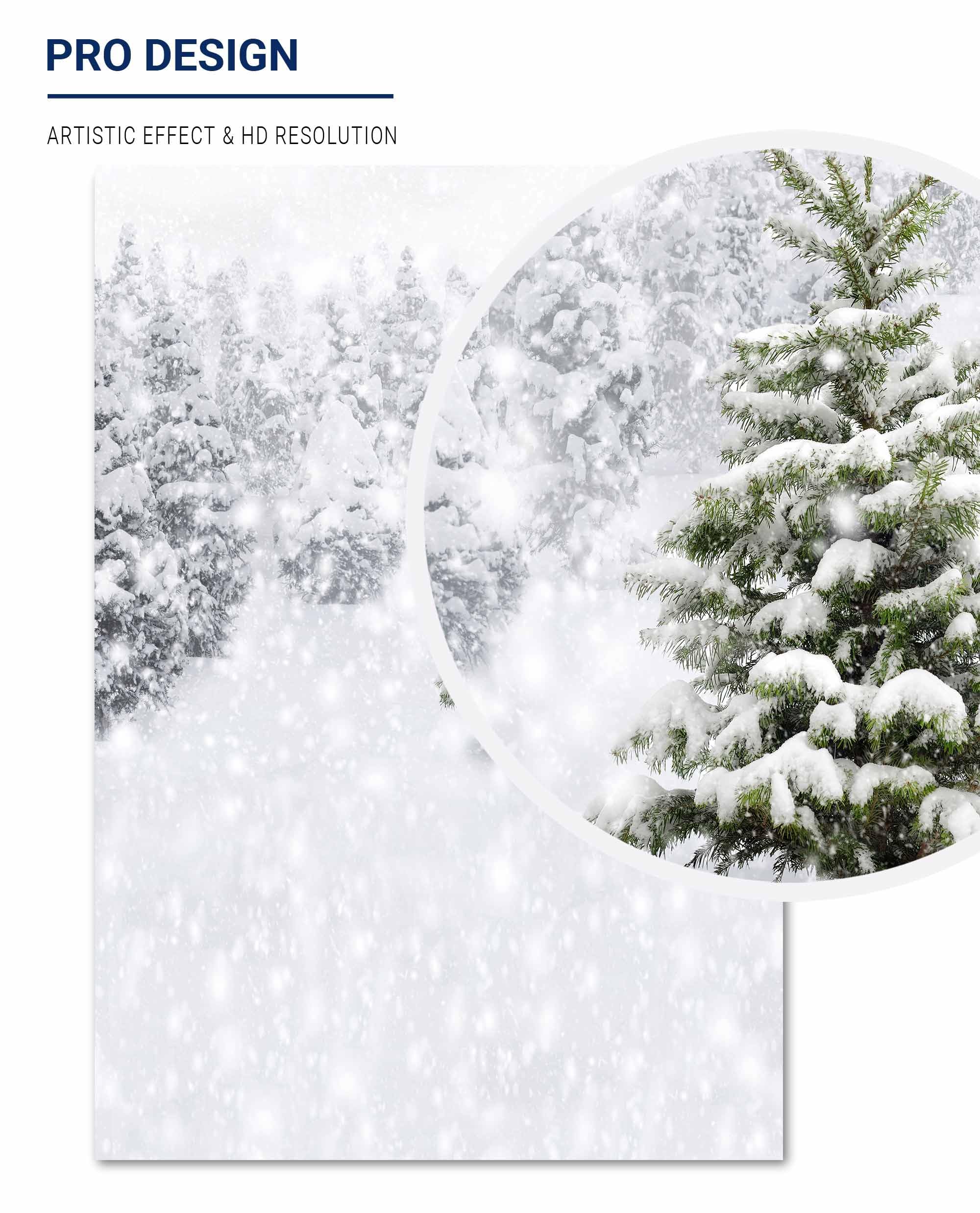 Allenjoy 5X7Ft Photography Christmas Photo Backdrops Xmas New Year Winter Forest Background For Kids Baby Shower Newborn Snow Trees Holiday Party Decoration Pine Snowy Photo Booth Supplies