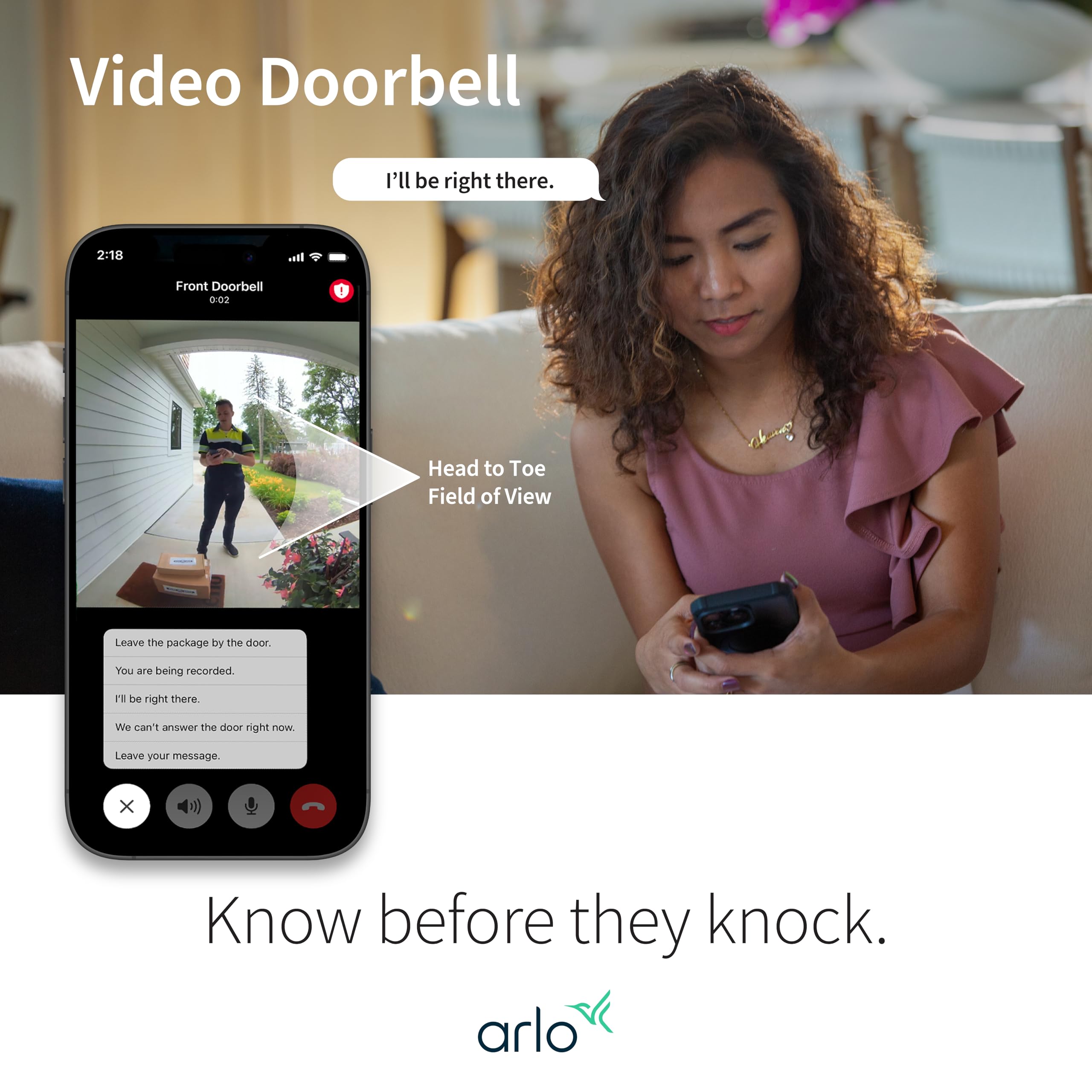 Arlo Video Doorbell 2K | 2Nd Gen | Wire-Free/Wired Option, 2-Way Audio, Night Vision, Head To Toe Video View, Integrated Siren |