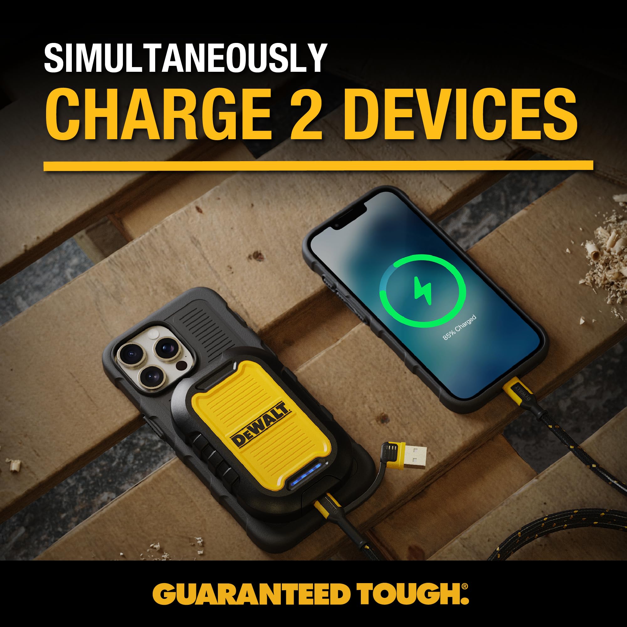 Dewalt Magnetic Power Bank 5,000Mah, Rugged Wireless Portable Charger, 18W Fast Charging Battery Pack, Included Usb-C To C W/Usb