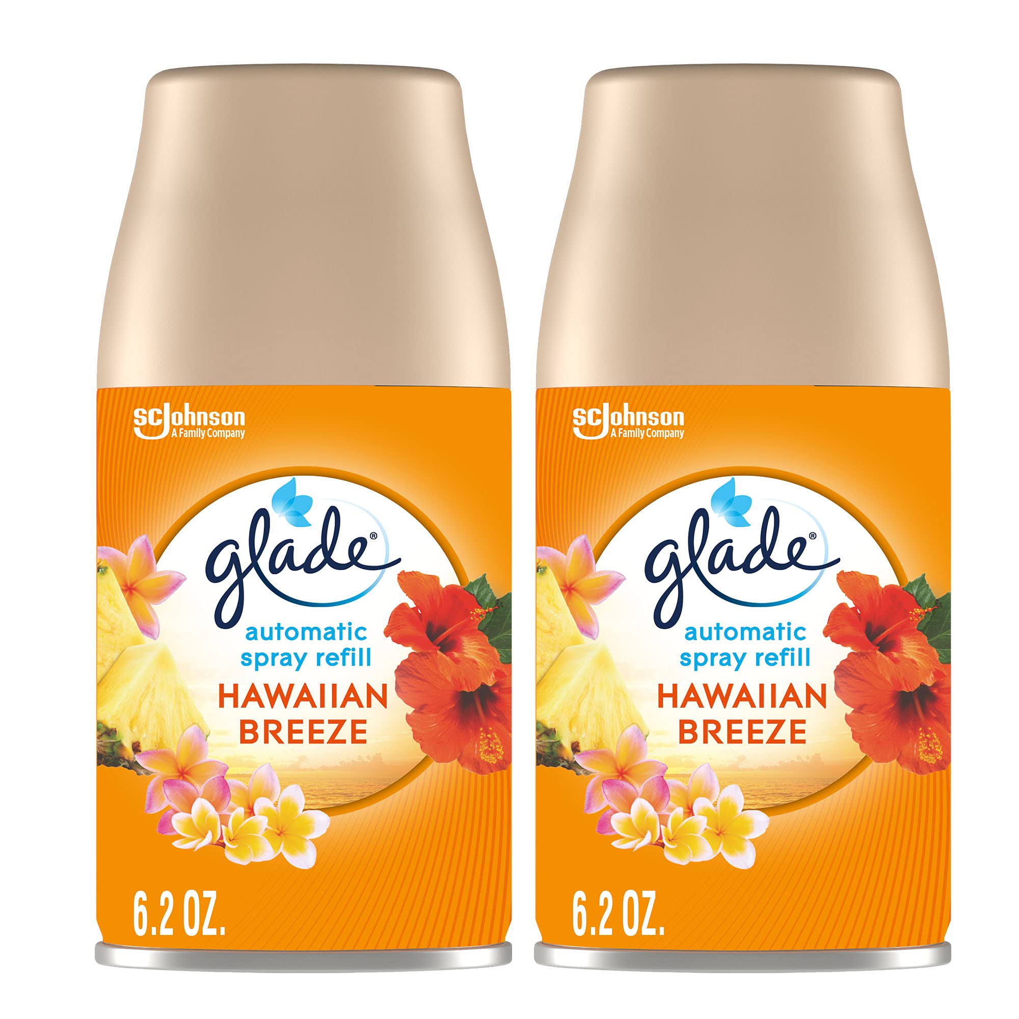 Glade Automatic Spray Refill, Air Freshener For Home And Bathroom, Hawaiian Breeze, 6.2 Oz, 2 Count