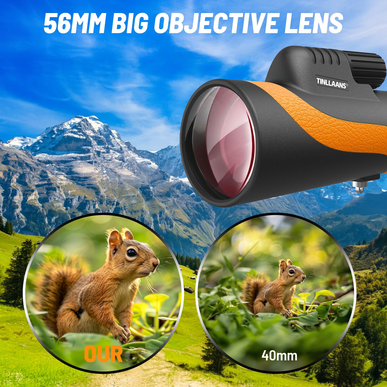 Monocular Telescope, Monoculars For Adults High Powered With Bak 4 Prism,Fmc Lens, 8 Wide Angle,16X56 Hd Monocular Scope For Sta