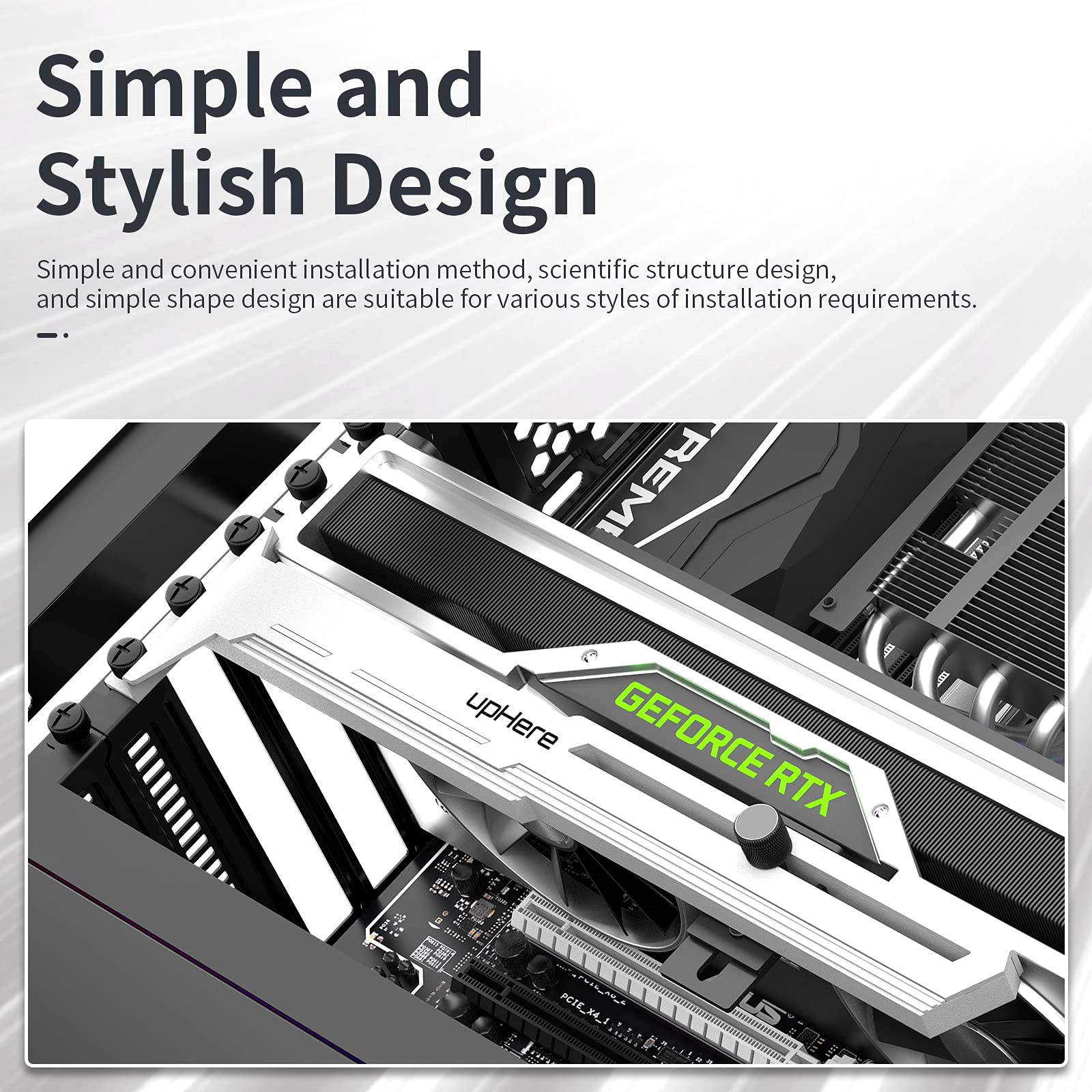 Uphere G276Wt White Graphics Card Gpu Brace Support Video Card Sag Holder/Holster Bracket,Adjustable Length And Height Support,G