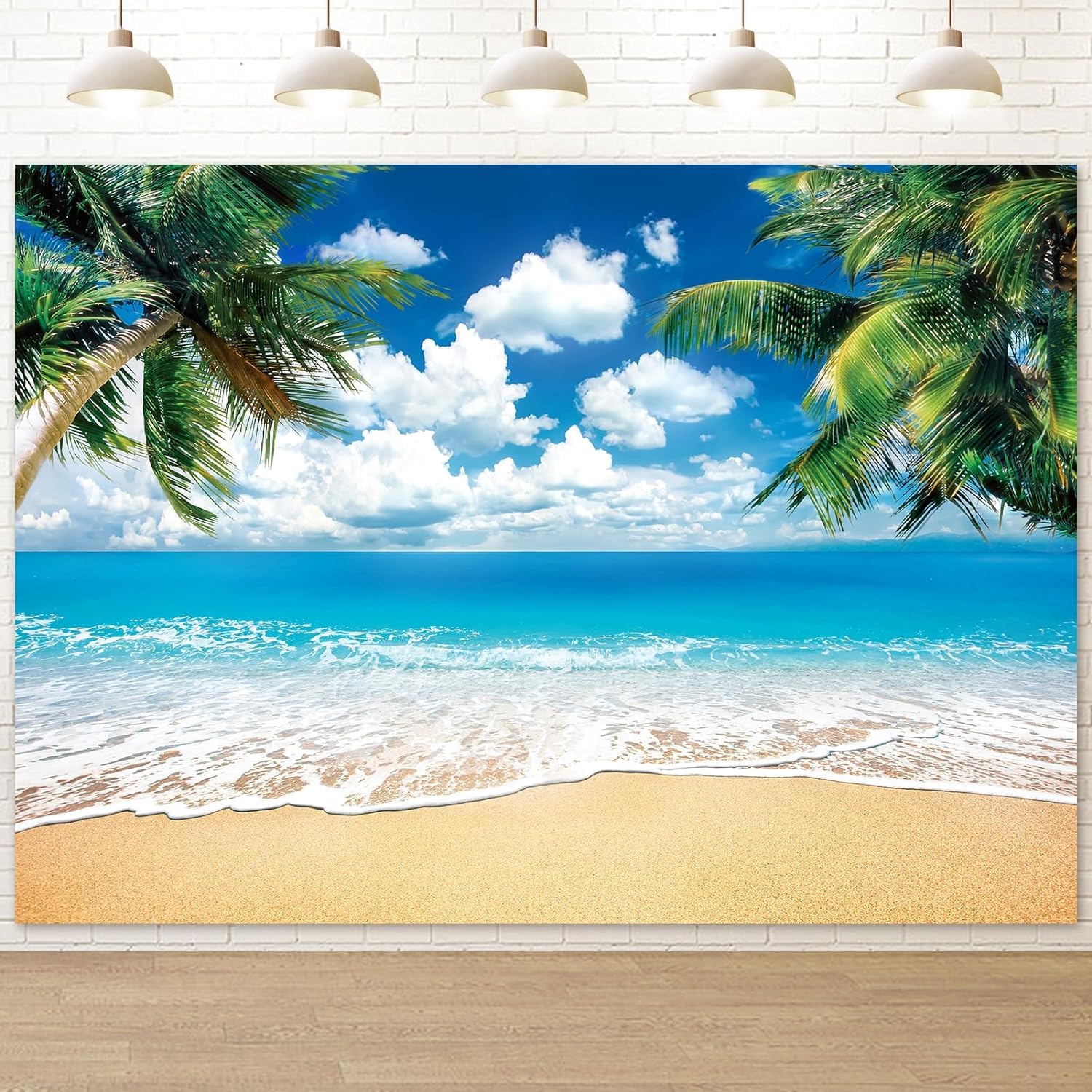 Humkat Hawaiian Beach Ocean Backdrop, 10X8Ft Cloth Fabric Summer Tropical Party Background For Indoor And Outdoor Decoration, Pa