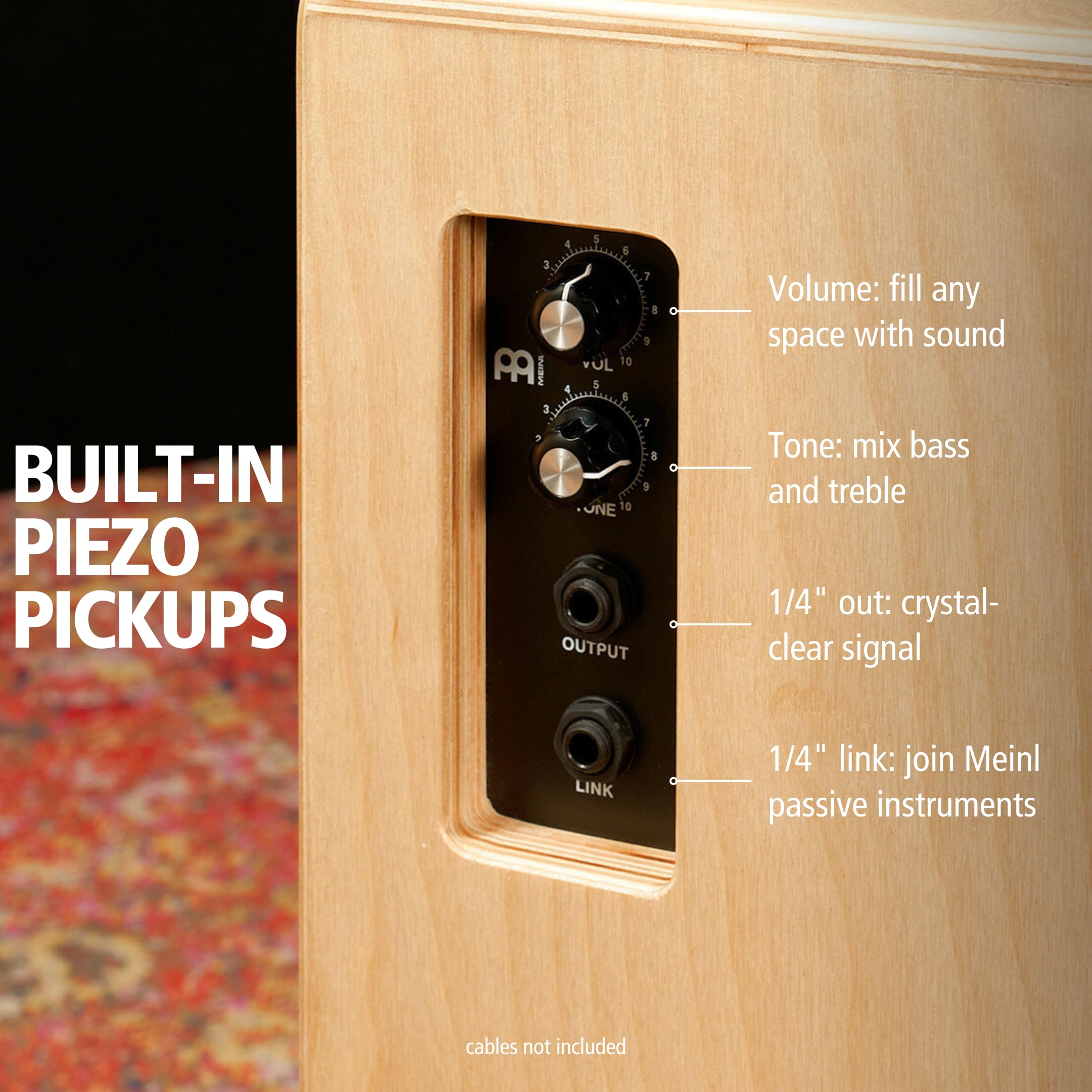 Meinl Percussion Snarecraft Pickup Snare Cajon Box Drum With Electronics For Amp Or Pa System � Not Made In China � Play With Your Hands, Baltic Birch, 2 Year Warranty (Psc100Nt)