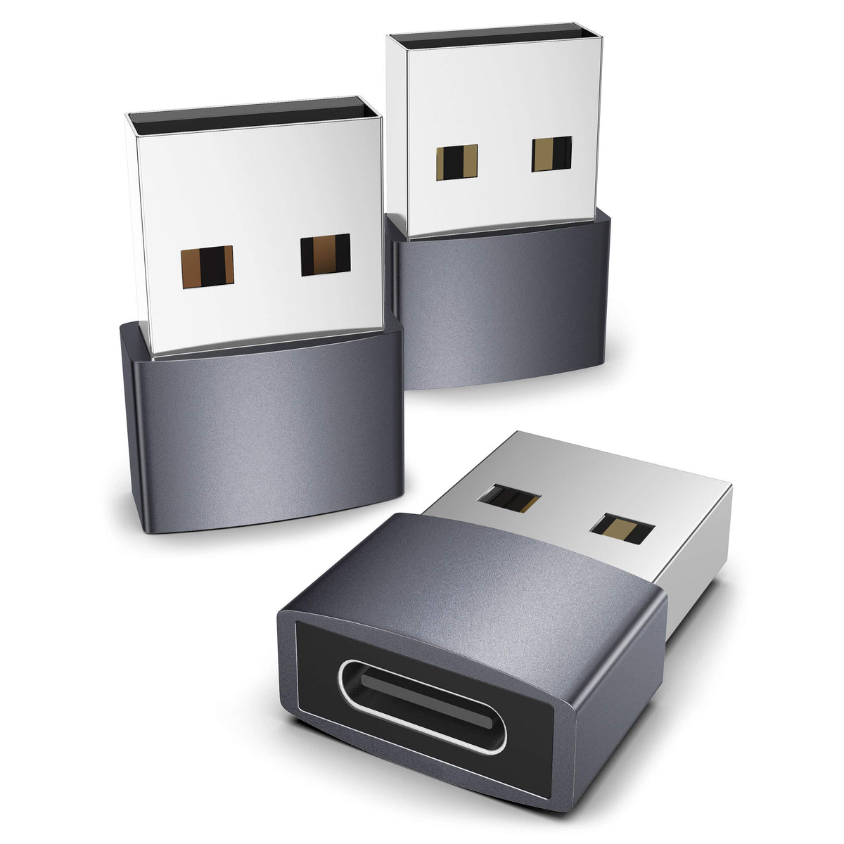 Syntech Usb C Female To Usb Male Adapter Pack Of 3 [Travel Must Haves, Aluminum] Usb C To Usb Adapter, Type C Charger Cable Powe