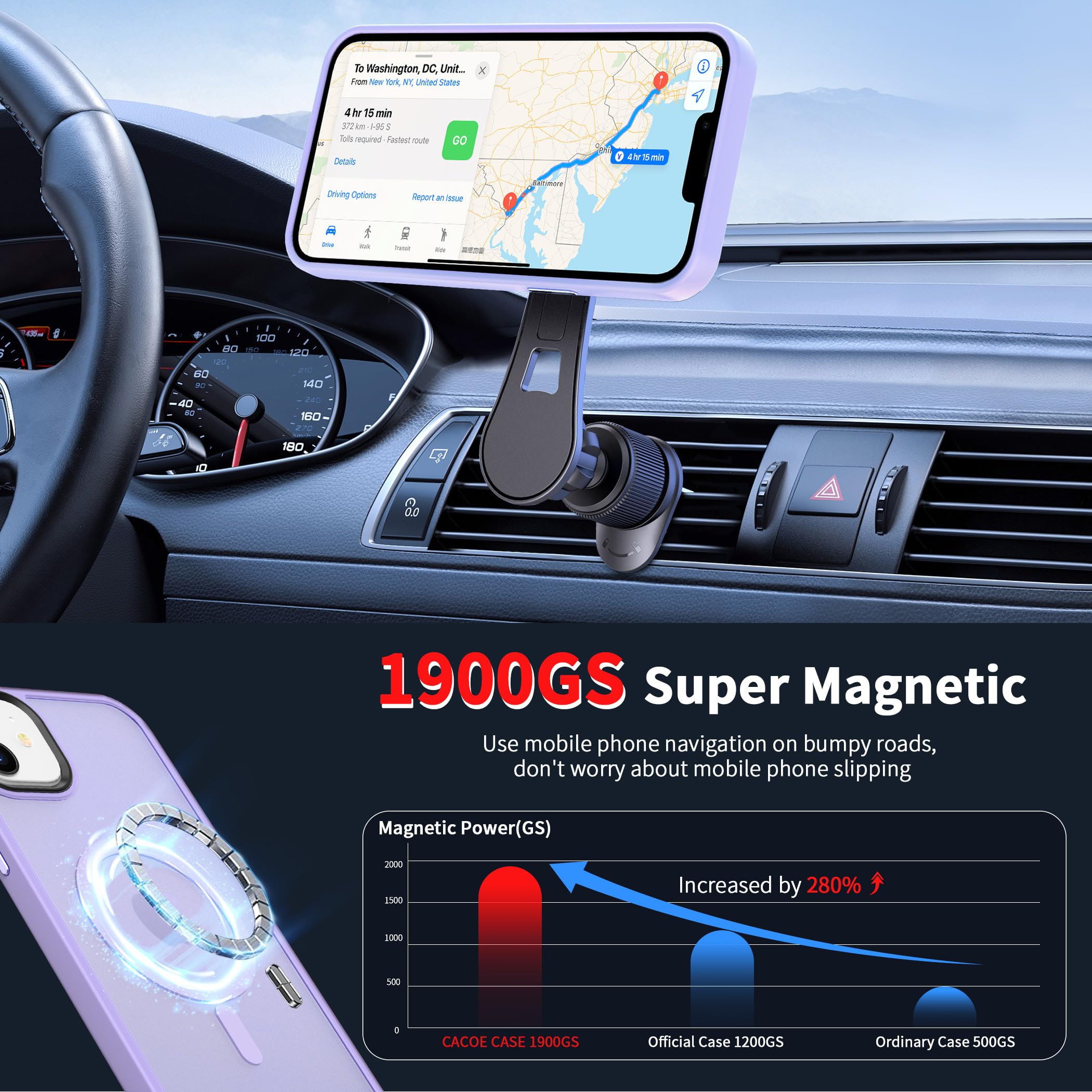 Cacoe Magnetic Case For Iphone 13 & Iphone 14 6.1 Inch Compatible With Magsafe & Magnetic Car Phone Mount,Anti Fingerprint Tpu T