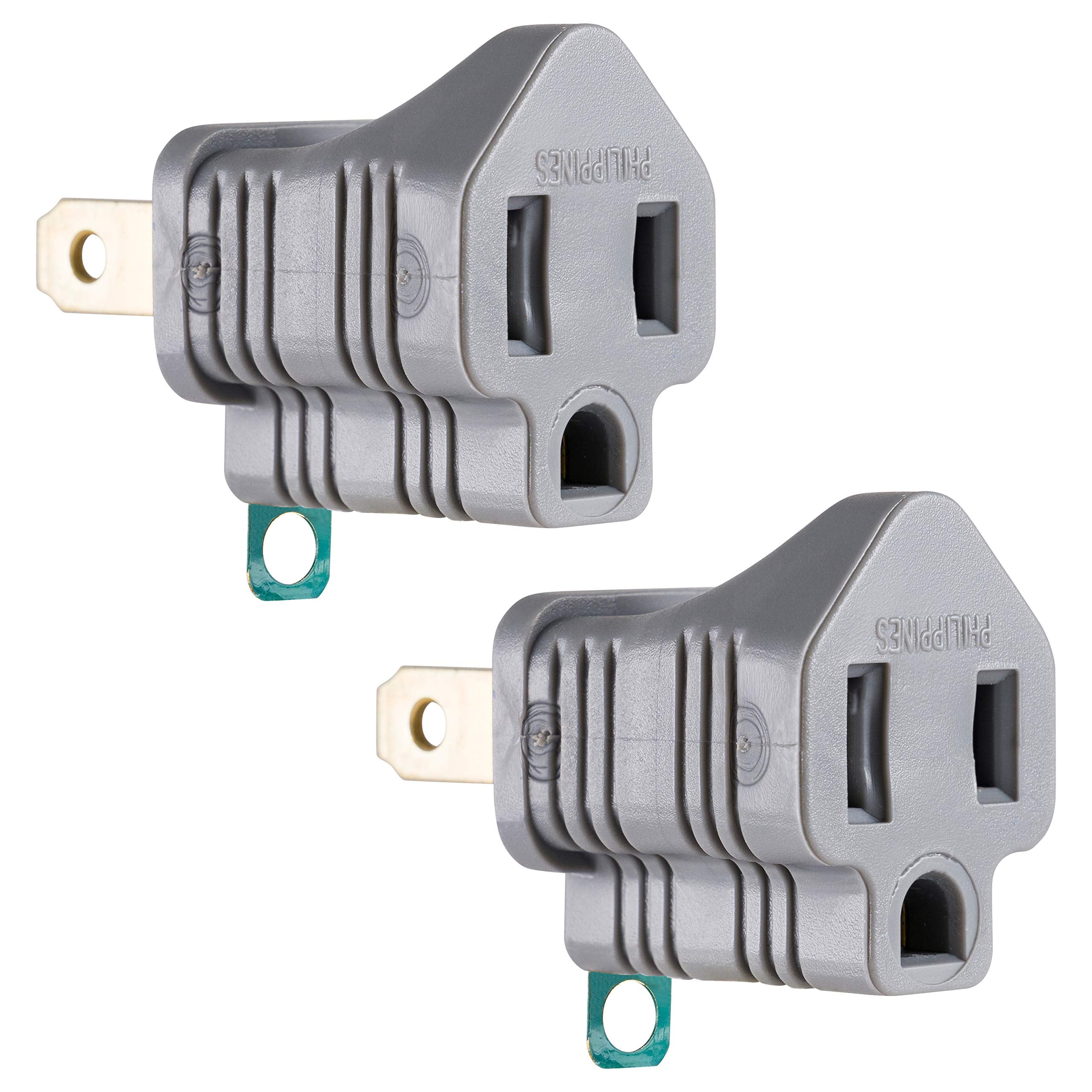 GE home electrical Polarized Grounding Outlet Adapter, Turn 2 into 3-Prong, 58900, Gray