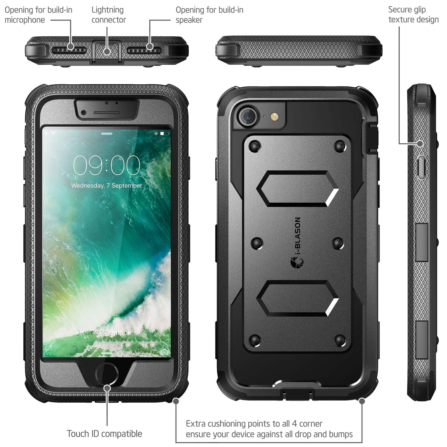 I-Blason Armorbox Case For Iphone Se 2022 (3Rd Generation), [Built-In Screen Protector] Full-Body Rugged Holster Case For Iphone