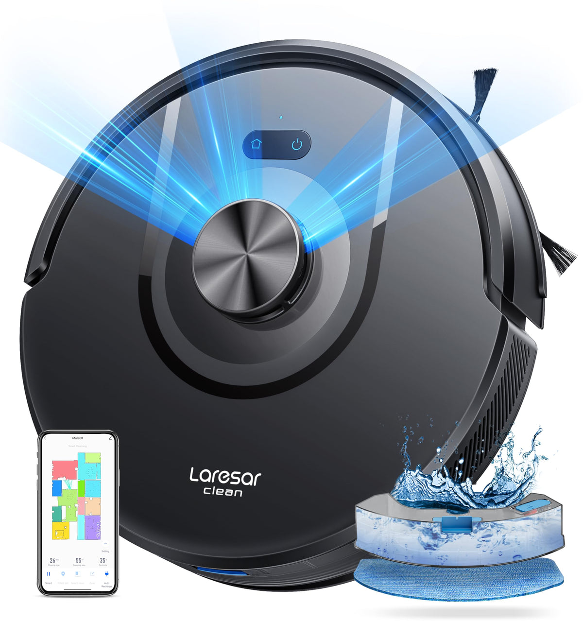 Laresar Clean Robot Vacuum And Mop Combo, 5000Pa Robot Vacuum Cleaner With Lidar Navigation, 3 In 1 Robot Vacuum Mop With Auto C