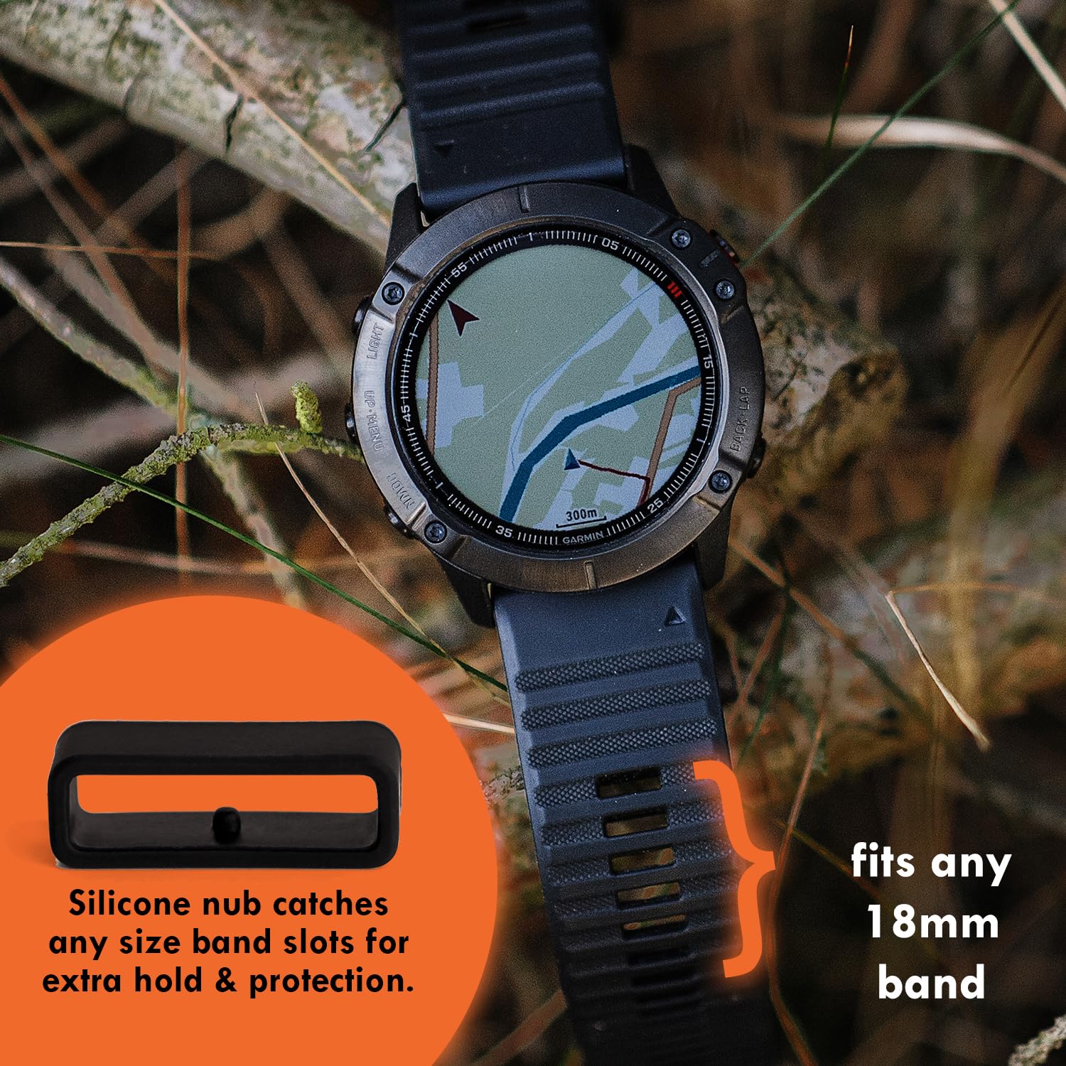 Magic Band Protectors | Black Color Smart Watch Security Bands | Fit For 18Mm | Made For Fitbit Charge, Charge Hr, Garmin Vivofi