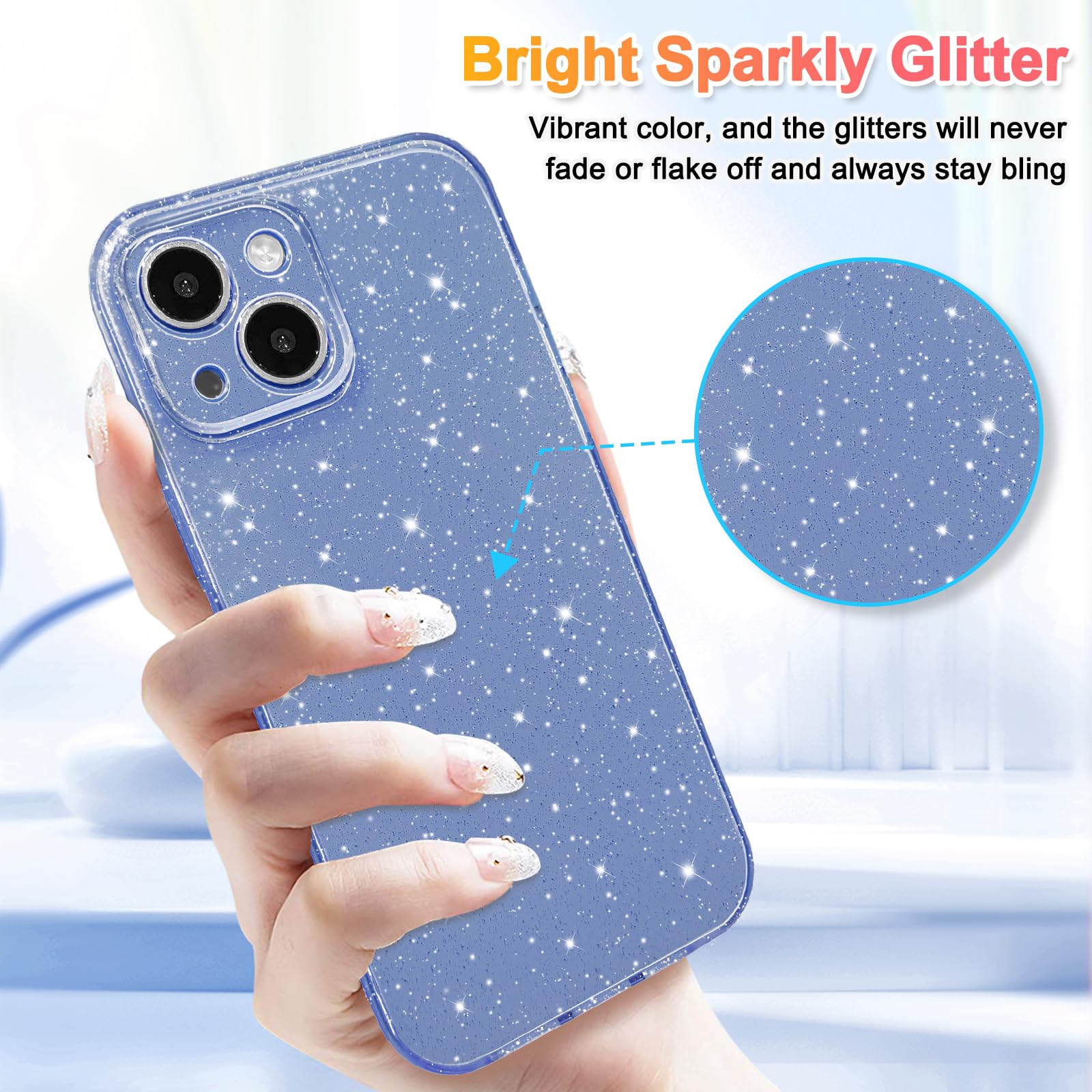 Hython Case For Iphone 14 Plus Case Glitter Cute Sparkly Shiny Bling Sparkle Phone Cases 6.7'', Thin Slim Fit Soft Tpu Bumper Sh