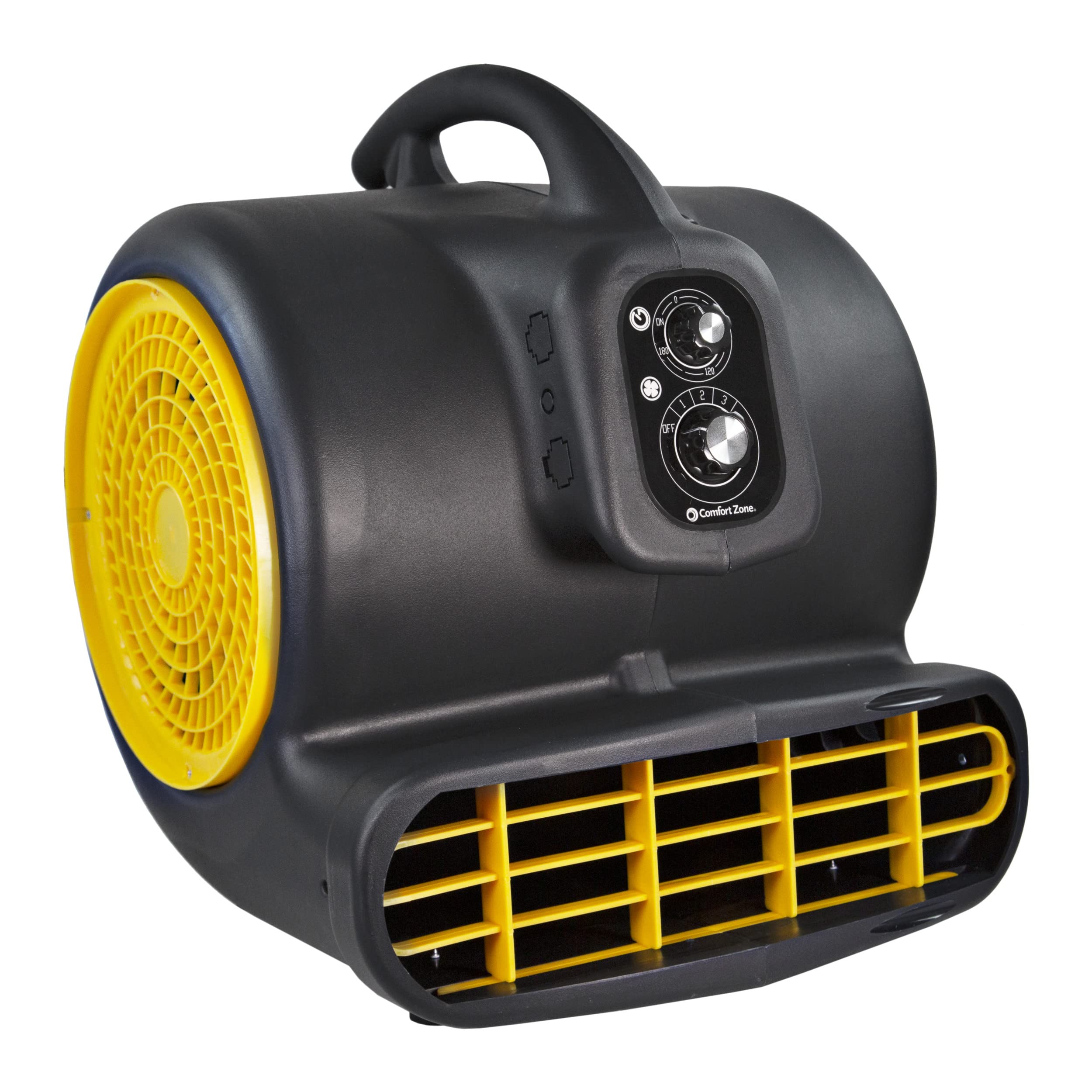 Comfort Zone High Velocity Air Mover 1/2HP Dryer, 1500CFM, 3-Speed, Timer, Gray/Yellow, Model CZBC121T-EU