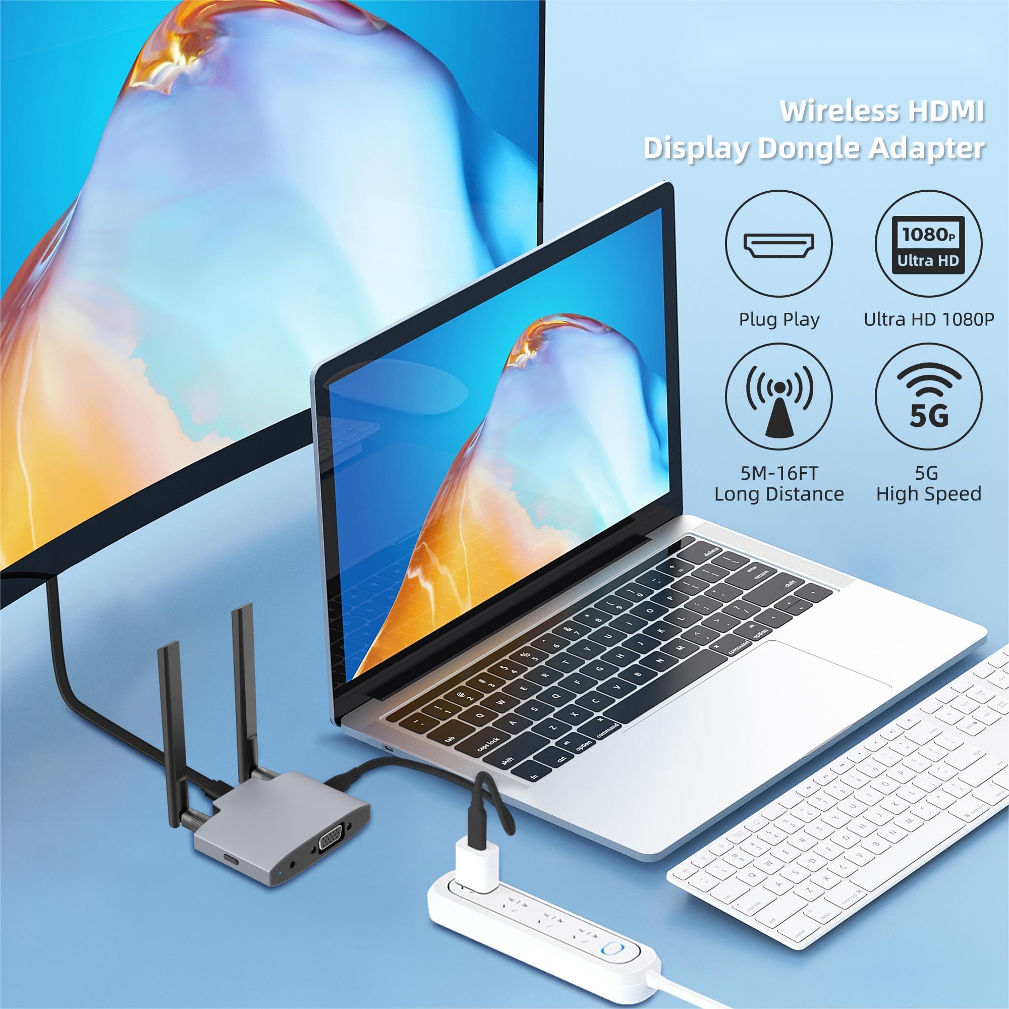 Vjzfa Wireless Display Adaptor   1080P Wireless Hdmi Display Dongle Adapter, Wireless Hdmi Transmitter, Wireless Hdmi Extender,