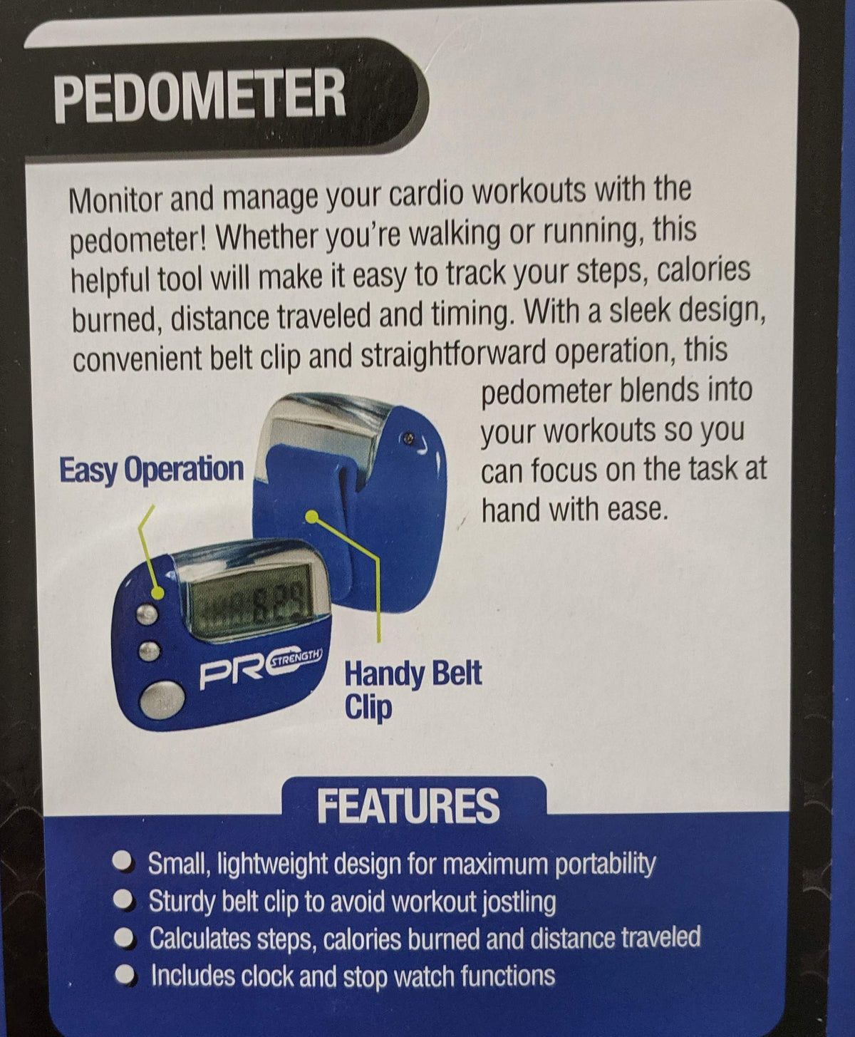 Pro Strength Belt Clip Pedometer Handy Belt Clip Running Tracker Manage Cardio Workout Monitor Pedometer Record Timing Calories