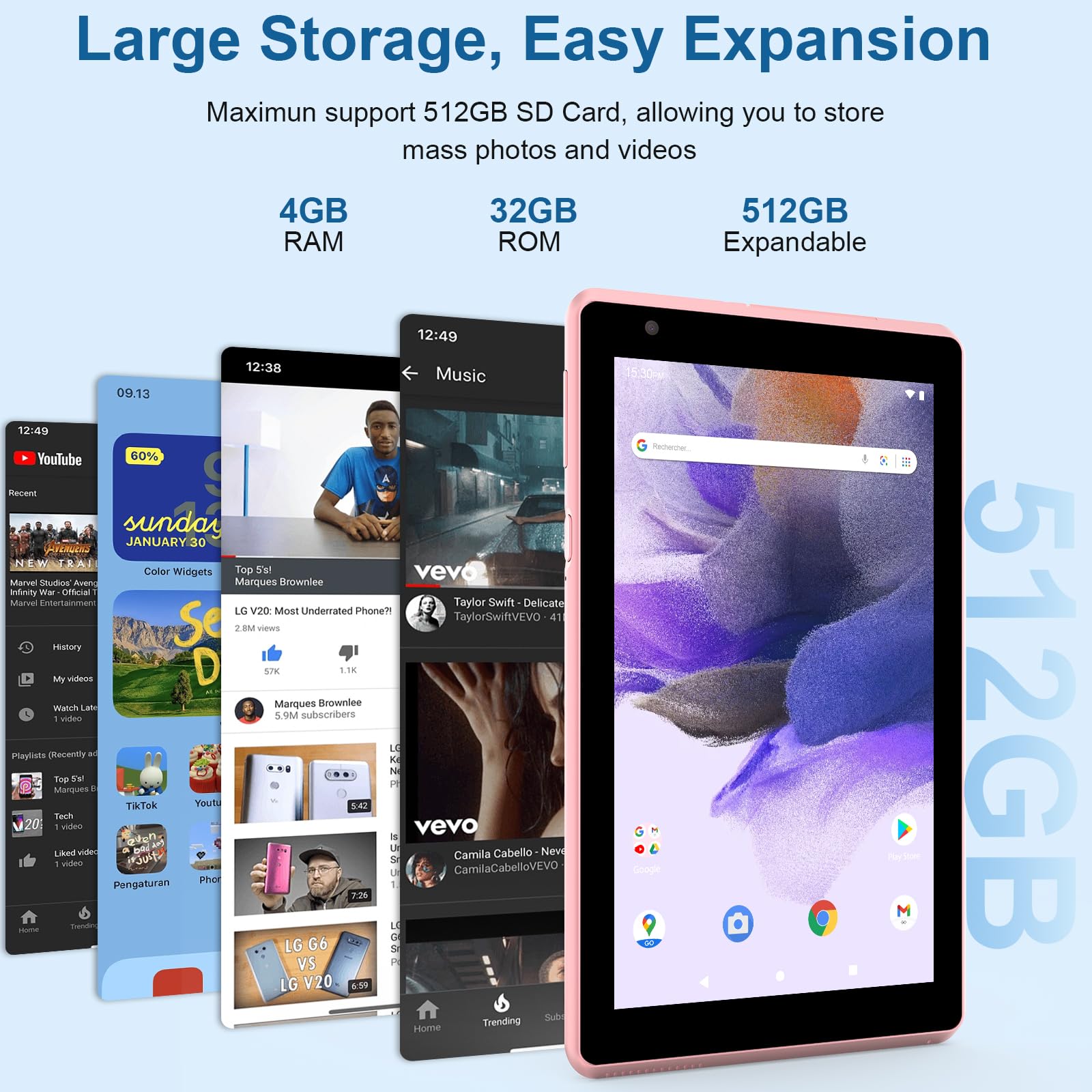 Byandby Tablet 7 Inch Android 12.0 Tablet, 4Gb+32Gb Rom (1Tb Expand), Quad Core, Wifi, Gms, Dual Camera, Educational, Games(Pink