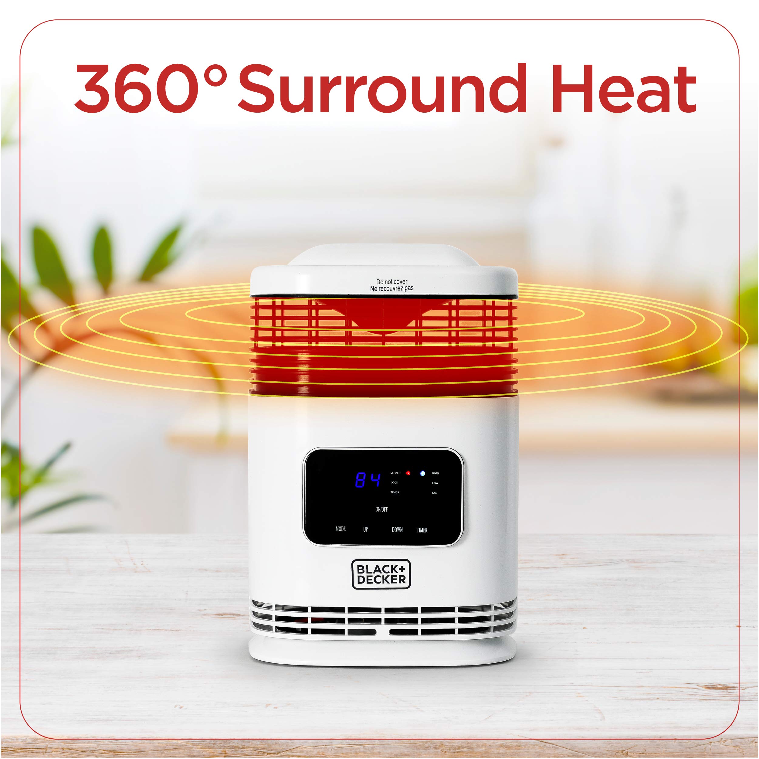 Black+Decker Space Heater, 1500W Flameless Portable Heater With 12 Hour Timer