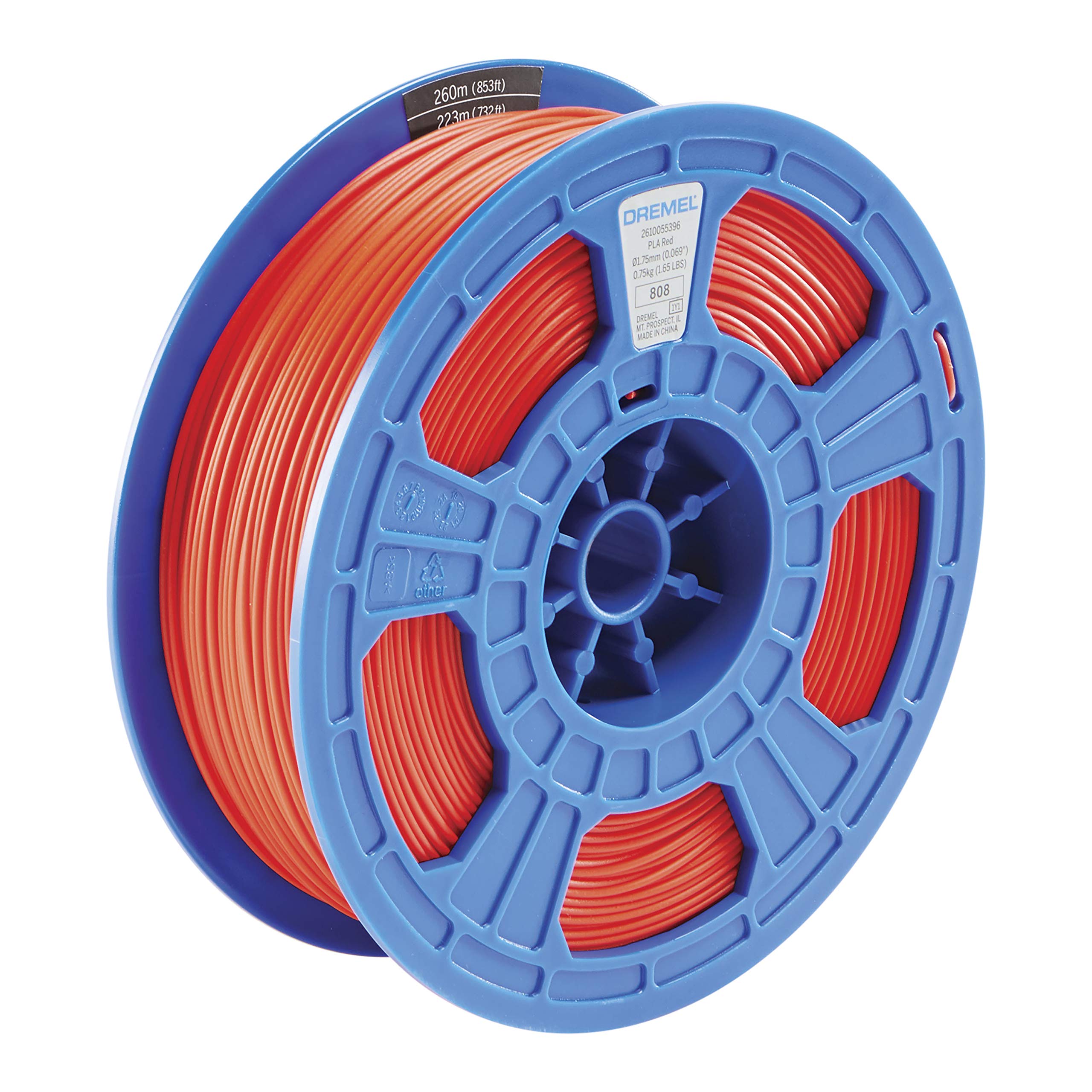 Dremel Digilab Pla Red 01 3D Printer Filament, 1.75 Mm Diameter, 0.75 Kg Spool Weight, Color Red, Rfid Enabled, New Formula And
