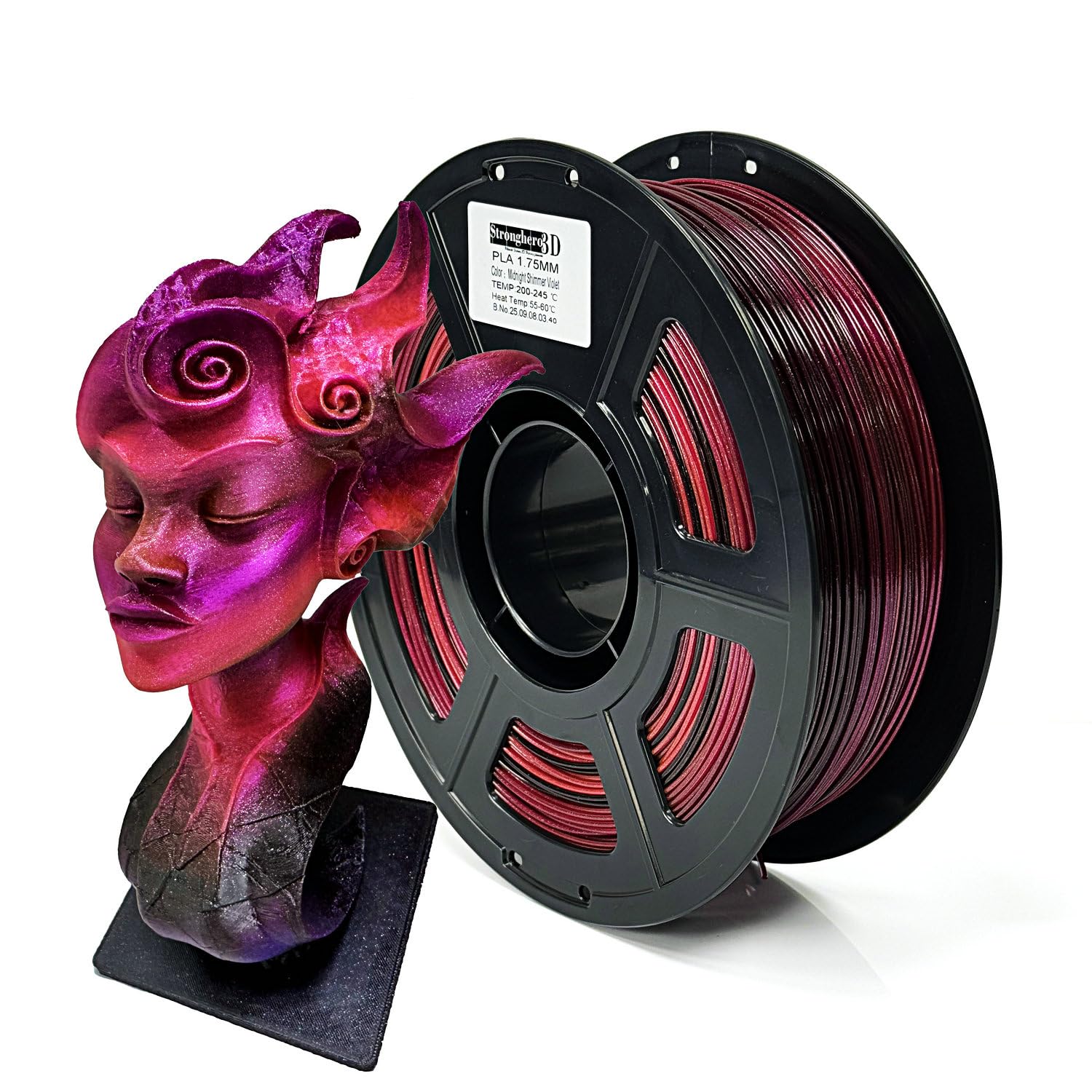 Stronghero3D Rainbow Filament,Multi Color,PLA ABS PETG,Net Weight 1kg(2.2lbs) Accuracy +/-0.05mm for ender3 Cr10 (PLA_Midnight_S