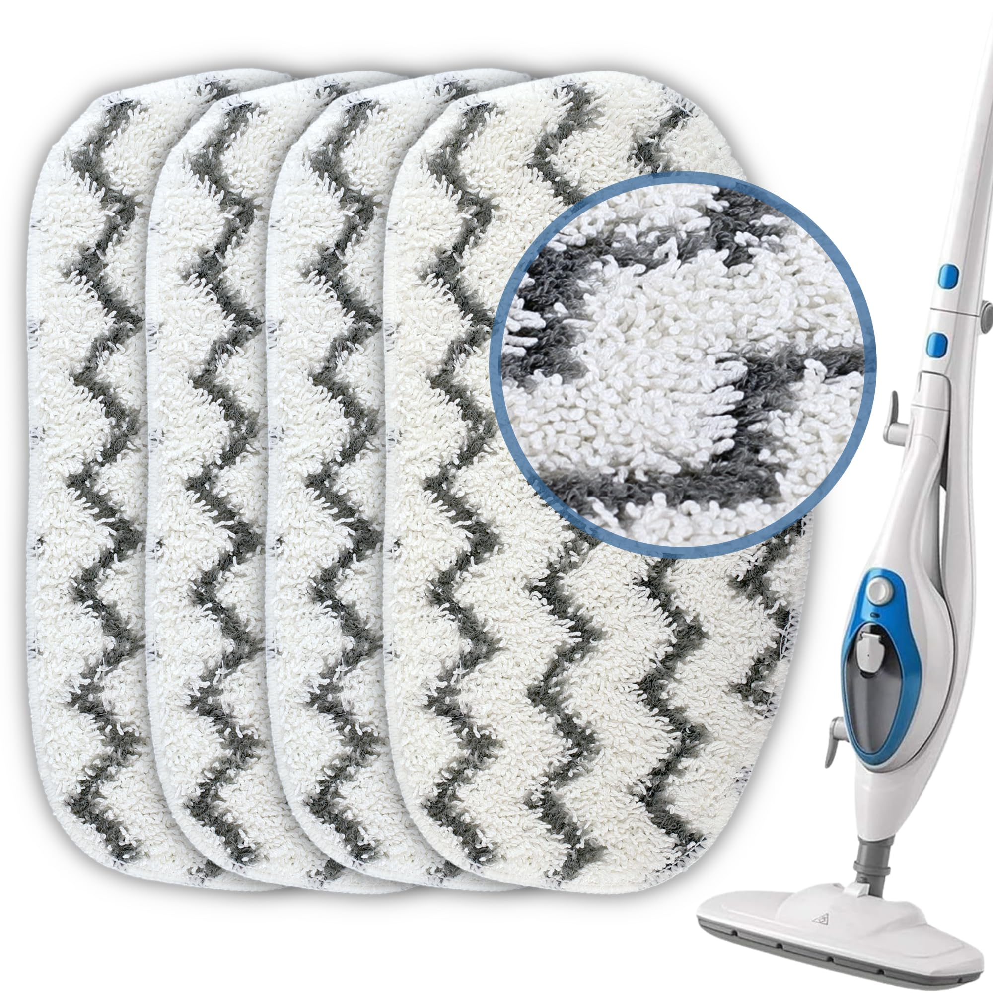 F Flammi Heavy Duty Steam Mop Replacement Pad For Pursteam Thermapro 10 In 1, Microfiber Washable Reusable Pads (4 Pack)