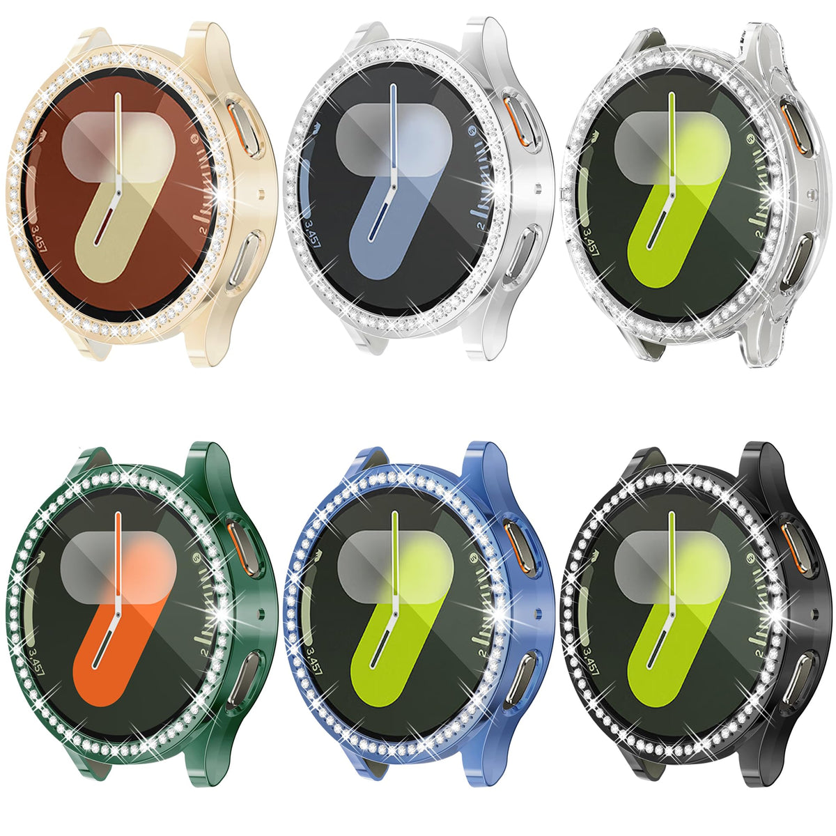 [6 Pack] Yuvike Bling Watch Screen Protector For Samsung Galaxy Watch7 44Mm, Glitter Case Tpu Soft Cover Full Protection With Sp