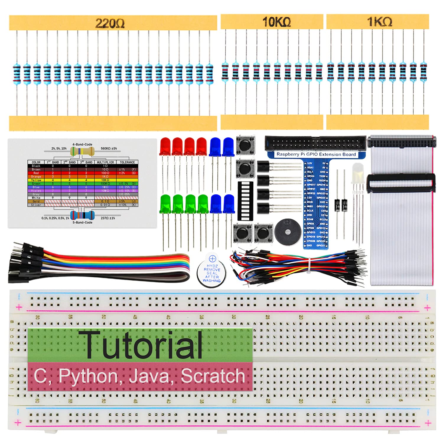 FREENOVE Basic Starter Kit for Raspberry Pi 5 4 B 3 B+ 400, 227-Page Detailed Tutorial, Python C Java Scratch Code, 146 Items, 4