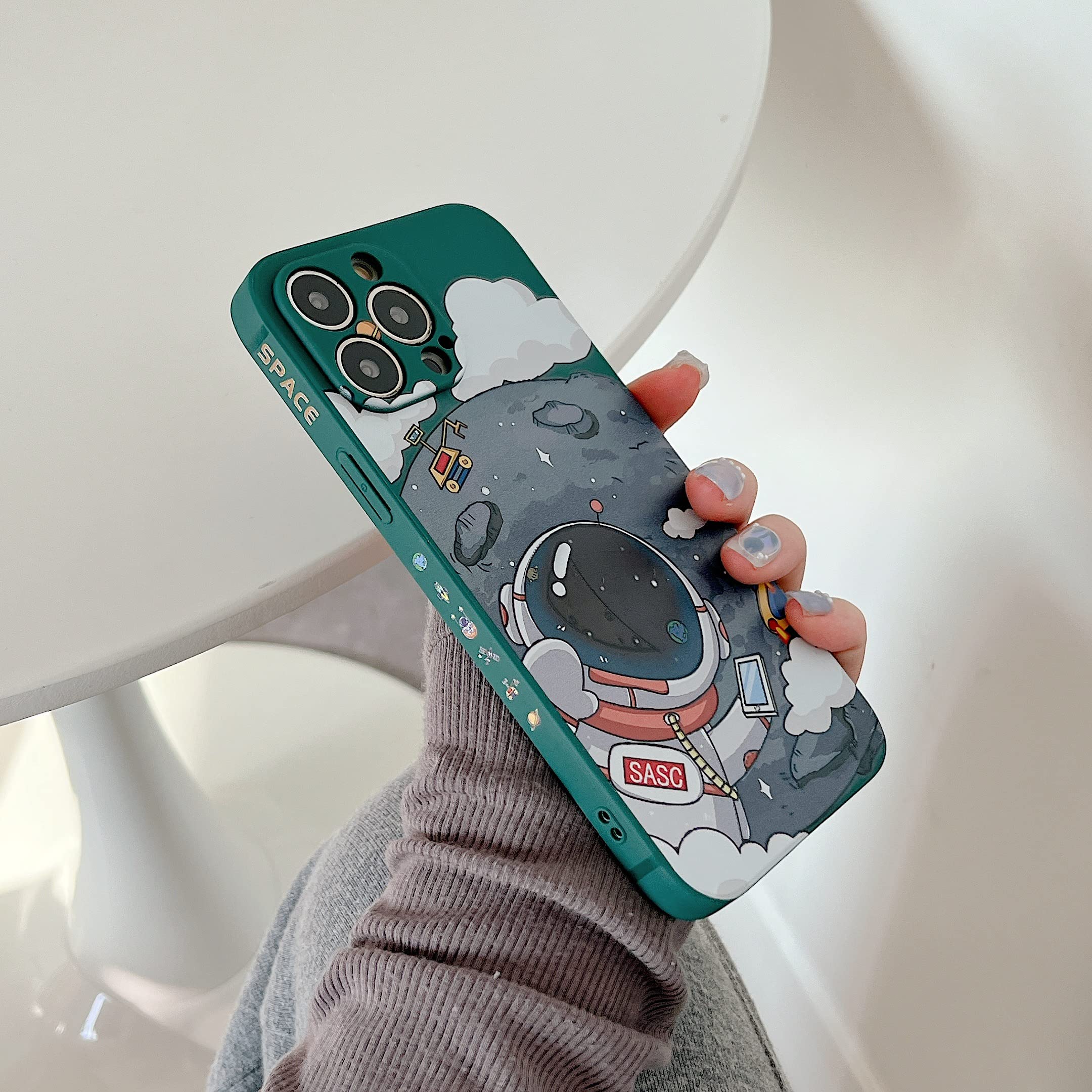 Yonds Queen For Iphone 13 Cute Case, Cool Cartoon Astronaut Planet Moon Space Design Stylish Soft Tpu Bumper Shockproof Anti Sli