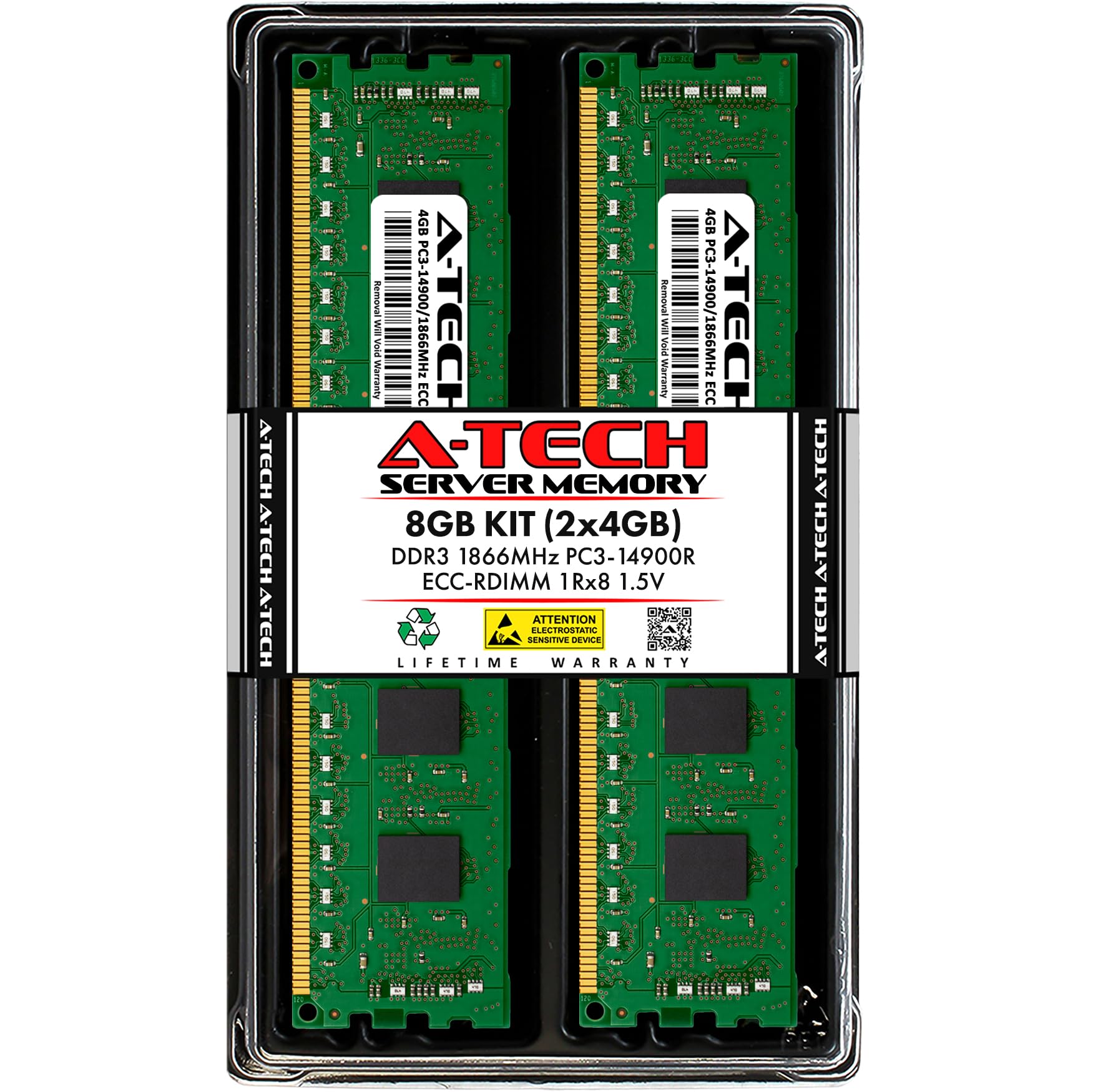 A Tech 8Gb Kit (2X4Gb) Ddr3 1866Mhz Pc3 14900R Ecc Rdimm 1Rx8 Single Rank 1.5V Ecc Registered Dimm 240 Pin Server Ram Memory Upg