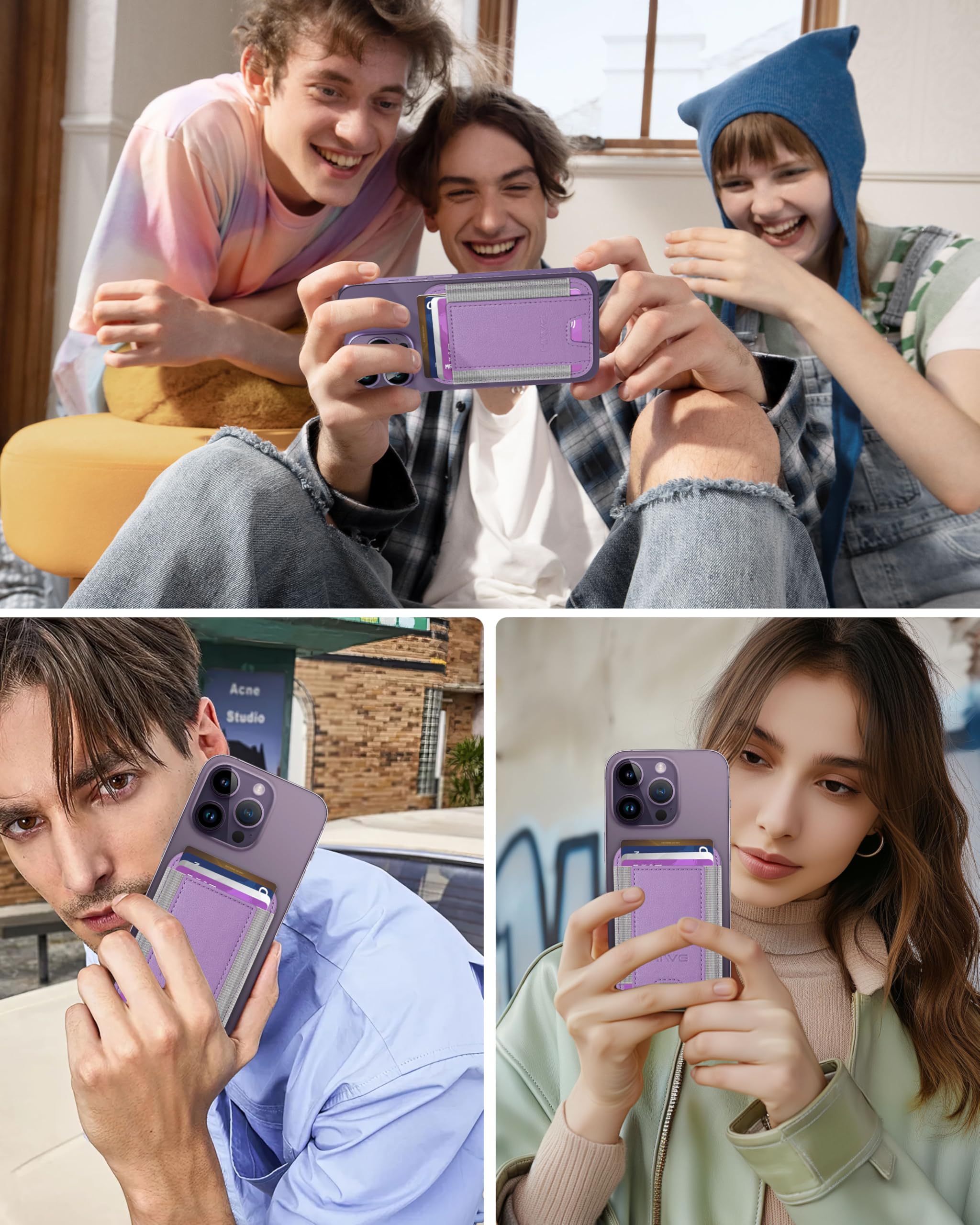 Hiwe For Magsafe Wallet, Magnetic Card Holder For Iphone 16/15/14/13/12 Series, Minimalist Leather Wallet, 1 Slot, Fit 6 Cards,