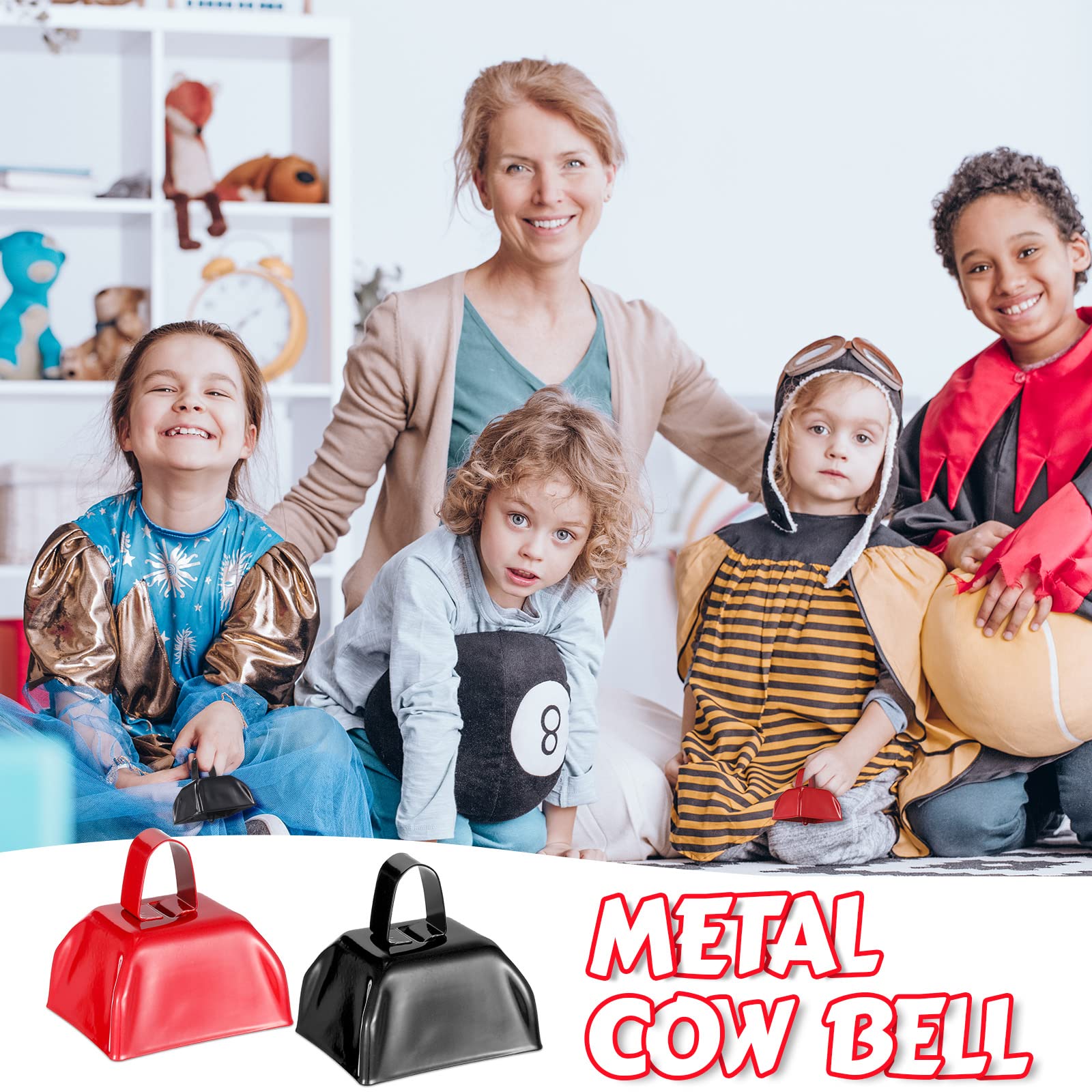 Yeshone 24 Pcs Metal Cowbell With Handle Cow Bells Noise Makers For Sporting Events Small Loud Noisemaker Cow Bell For Wedding C