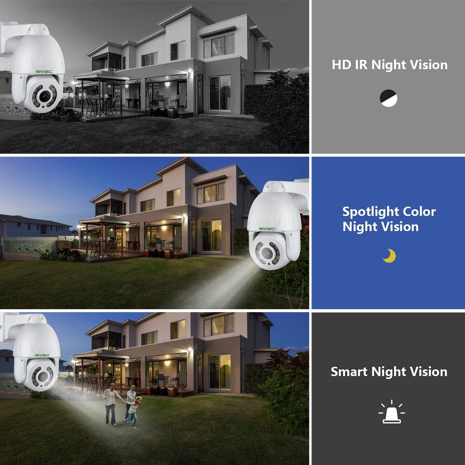 Sv3C 5Mp Ptz Outdoor Camera, Onvif Poe Ip Home Security Camera, 5X Optical Zoom Auto Tracking, Super Hd10 Spotlights Color Night