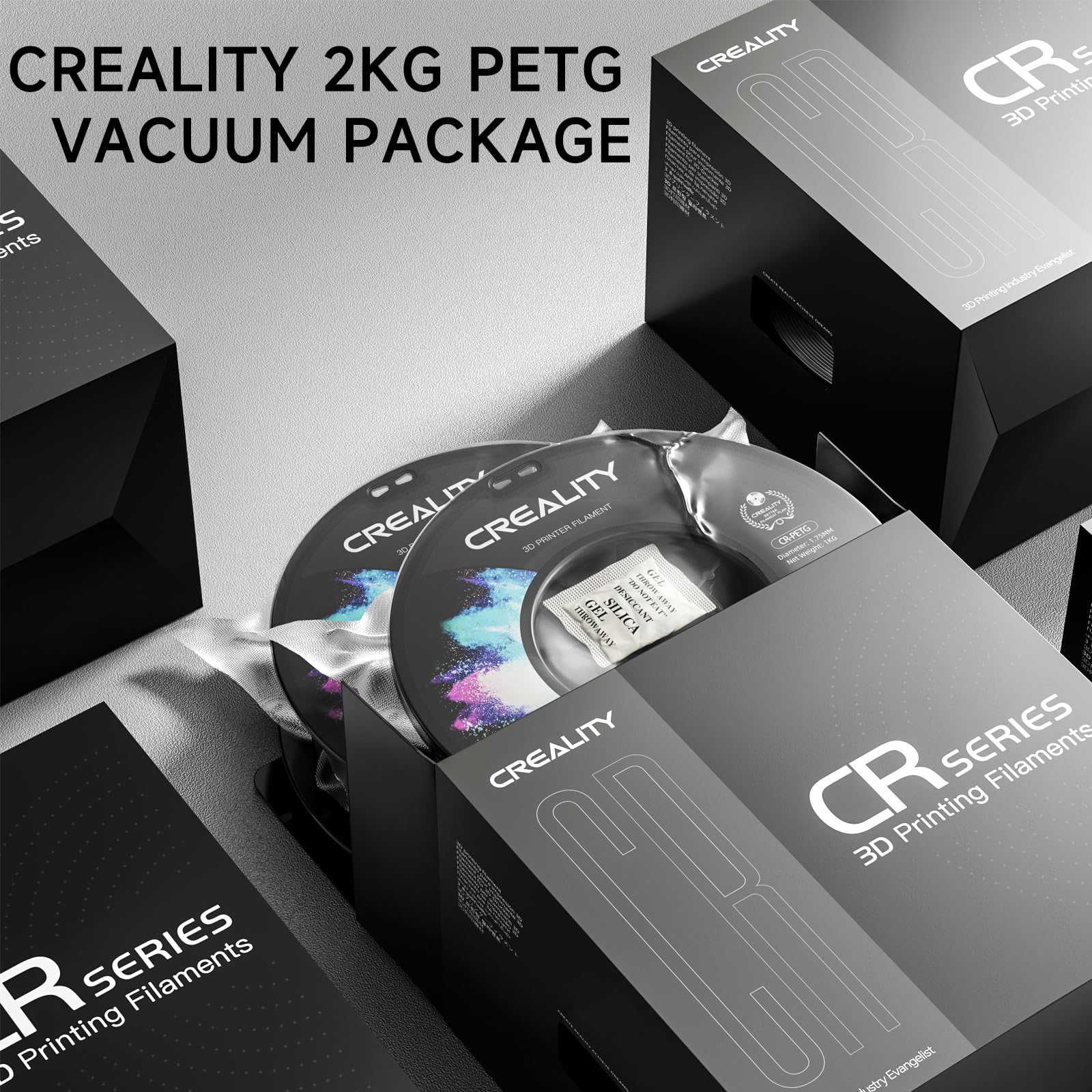 Official Cr Petg 3D Printer Filament 1.75Mm Bundle 2Kg (4.4Lbs), High Precision, Strong Toughness, Odorless, Better Flow Moistur