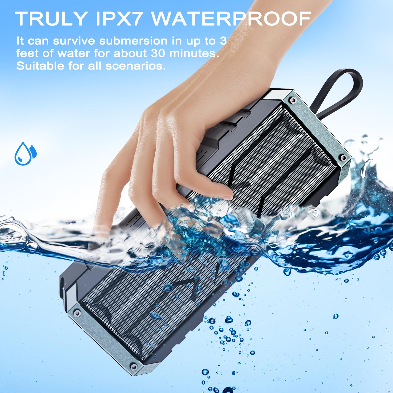 Comiso Bluetooth Speaker, Portable Speaker V5.3 With 20W Loud Stereo Sound, Ipx7 Waterproof Speaker With Deep Bass, 24 Hour Playtime,Rugged Metal,Compact, Wireless Speaker For Outdoor/Home/Travel/Gift