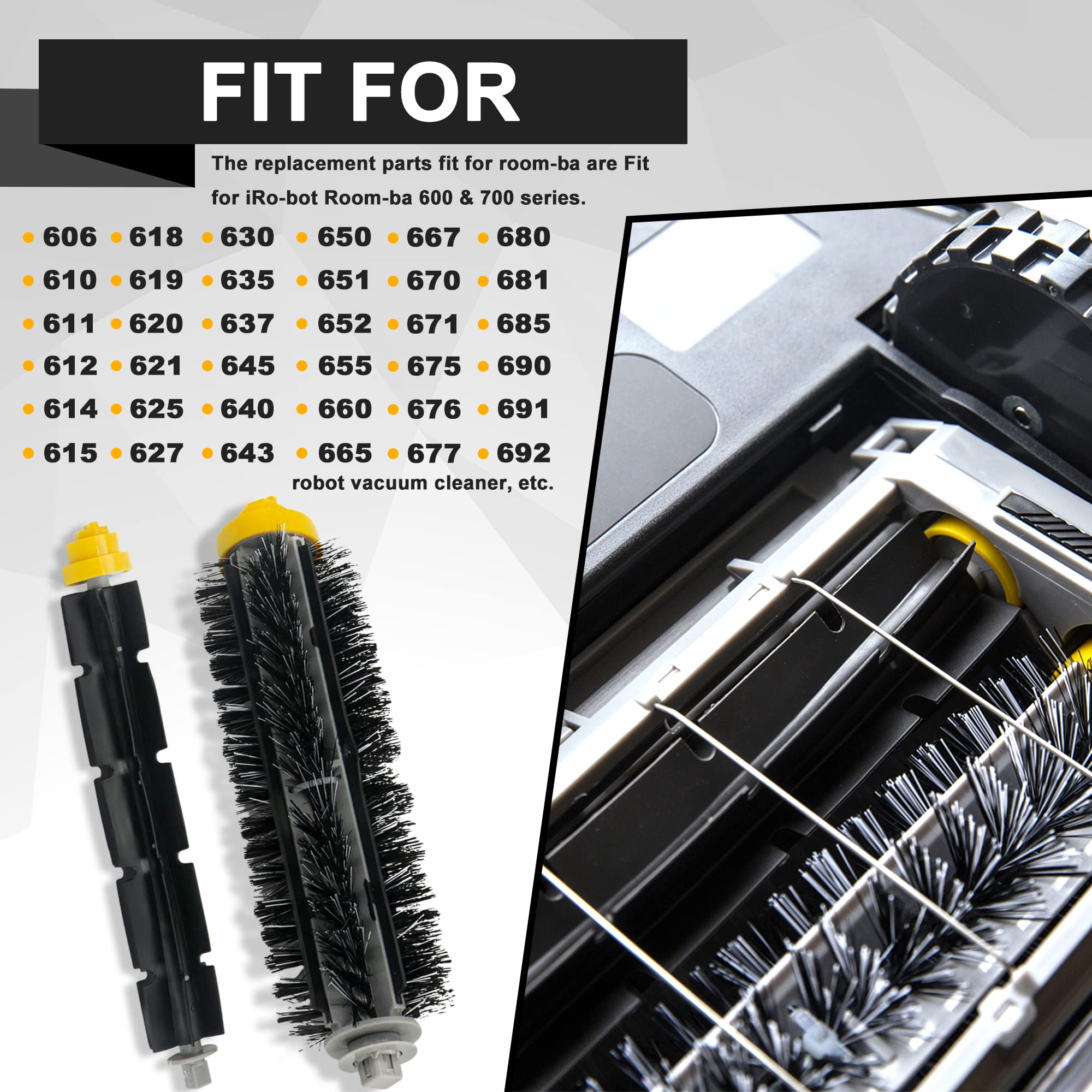 Fetions Replacement Brushes Fit For I Robot Room Ba 600 & 700 Series 614 630 635 640 645 650 660 675 680 690 695 760 770 780 Rob