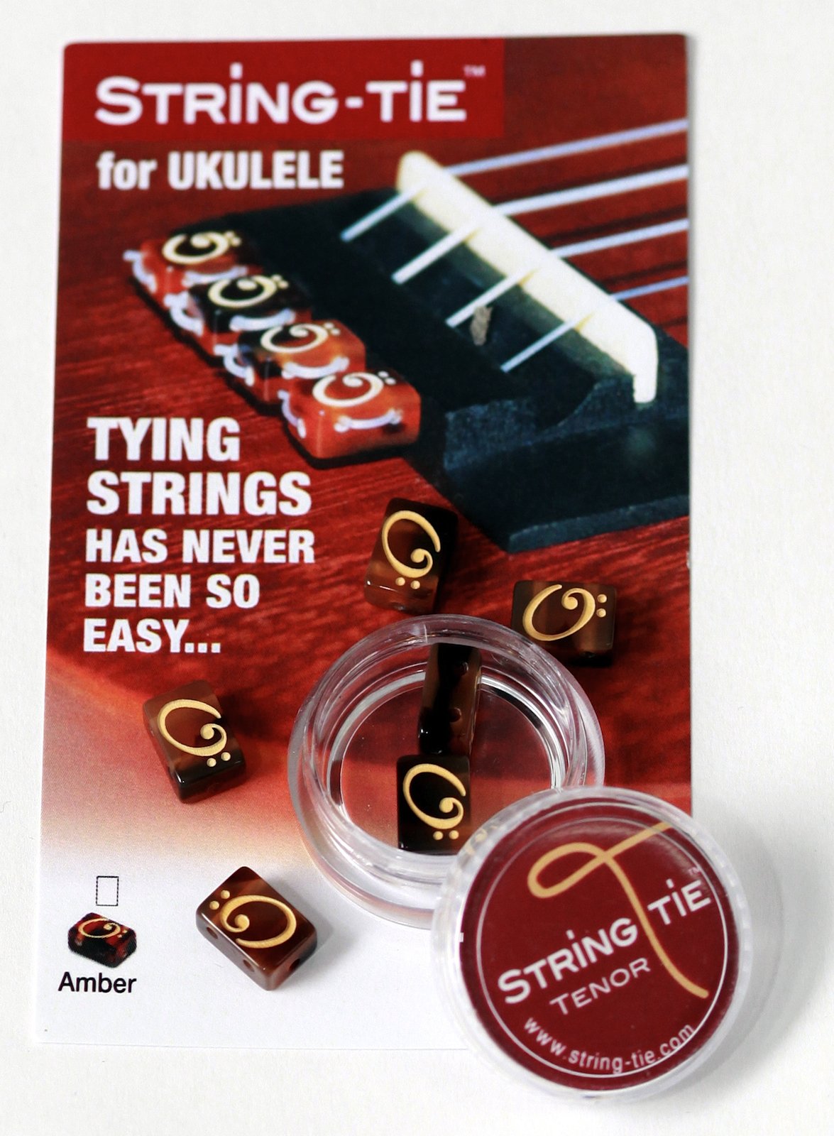 Tenor String Tie Tailpiece Bridgebeads Set For Ukulele, Amber Color Bridge Beads.