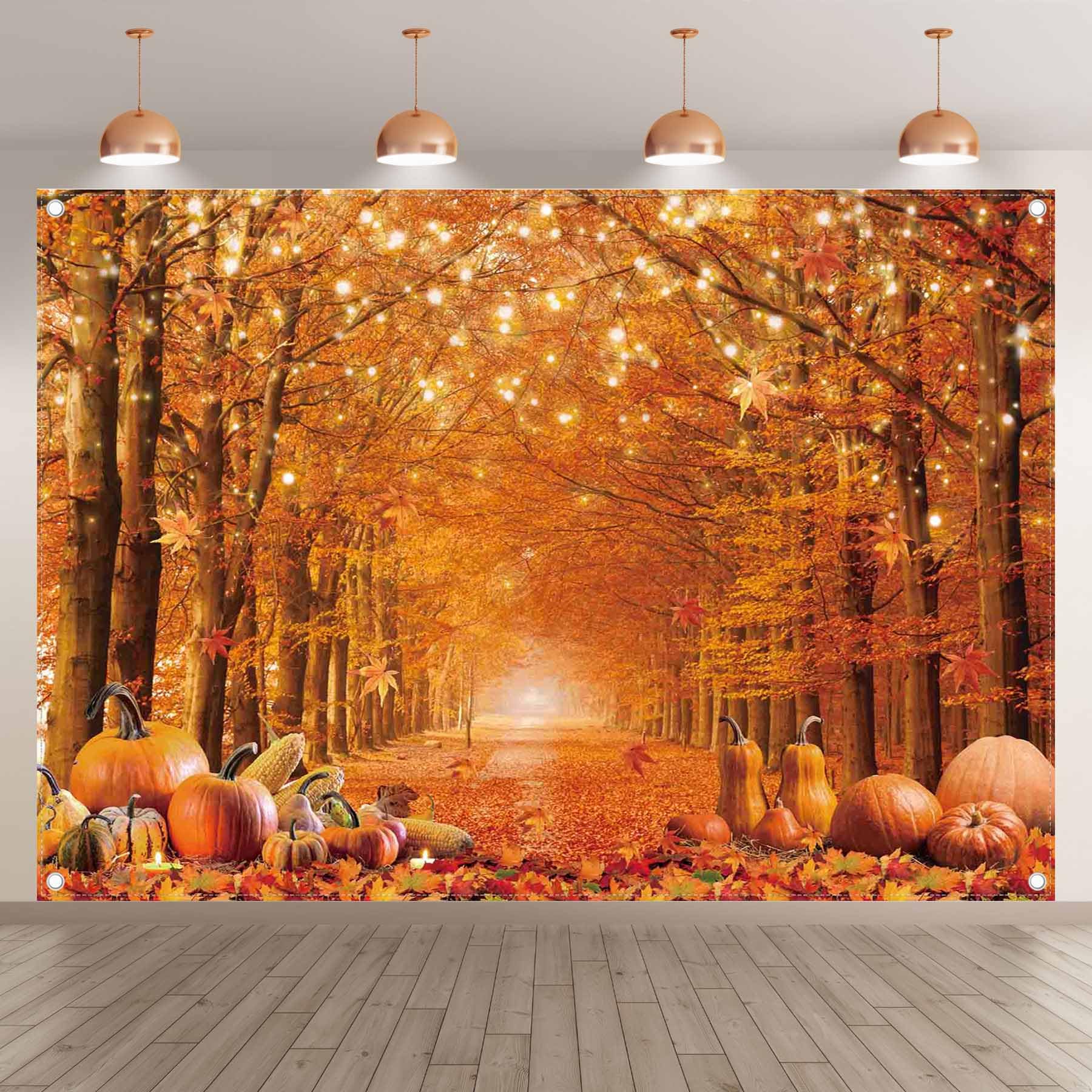 Swepuck 7X5Ft Fall Photography Backdrop Autumn Maple Leaves Pumpkin Friendsgiving Background Thanksgiving Party Supplies Farm Ha
