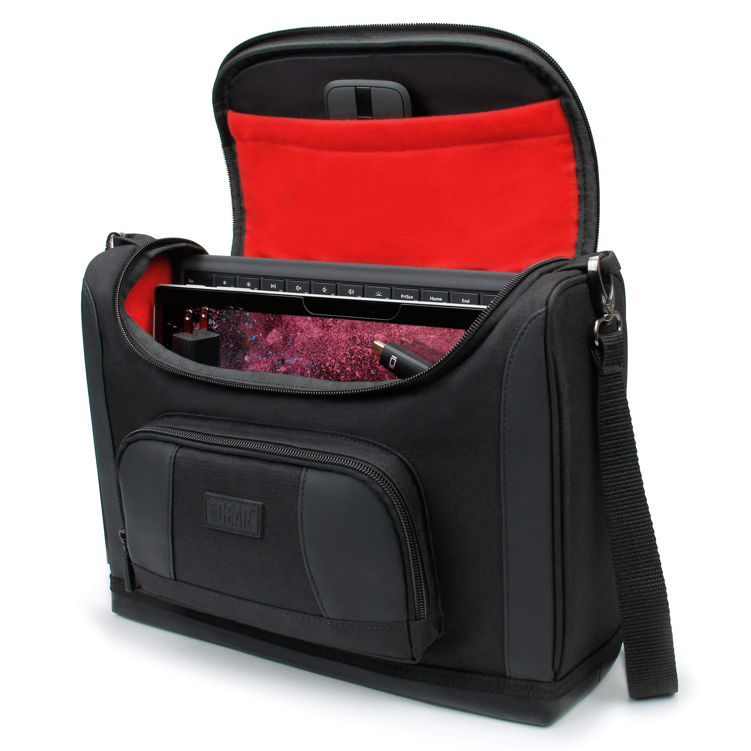 USA GEAR Small Messenger Bag Compatible with Microsoft Surface Pro 9, Surface Pro 8, Surface Pro 10, Pro 7 - Shoulder Bag Travel