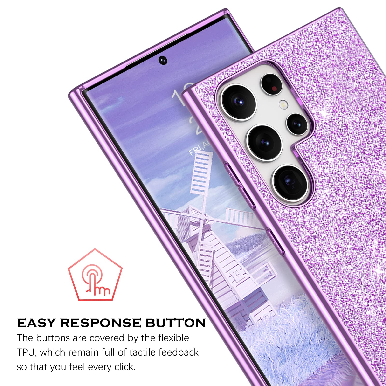 Yinlai Samsung Galaxy S23 Ultra Case, 6.8 Inch Glitter Bling Sparkly Shiny Slim Women Girls Hybrid Soft Smooth Shockproof Protec