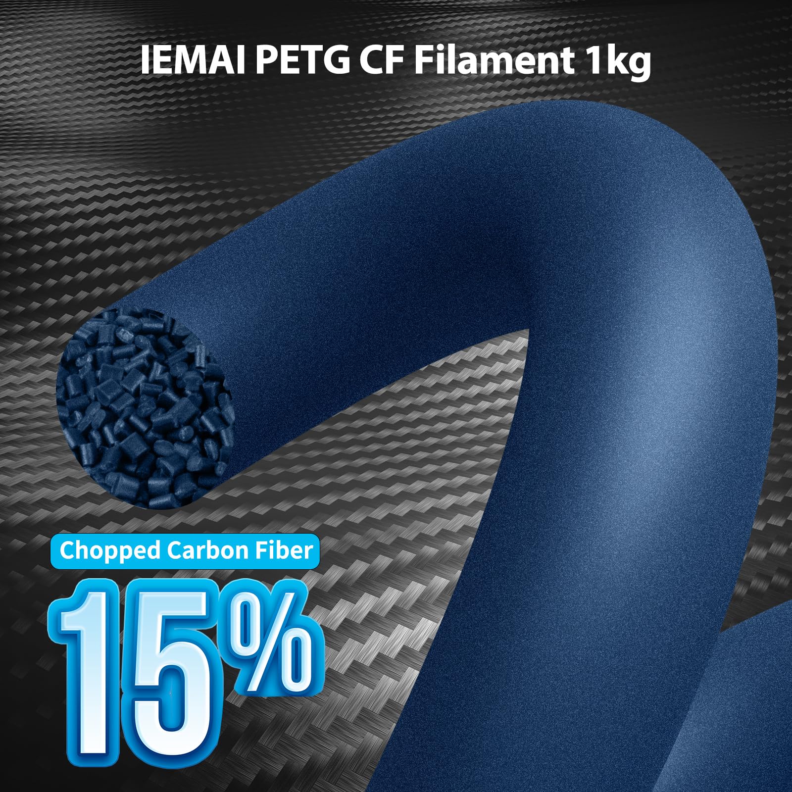 Iemai Carbon Fiber Petg Filament, Matte Blue 3D Printer Filament, Carbon Fiber Filament 1.75Mm 1Kg(2.2Lbs) Spool, Dimensional Ac