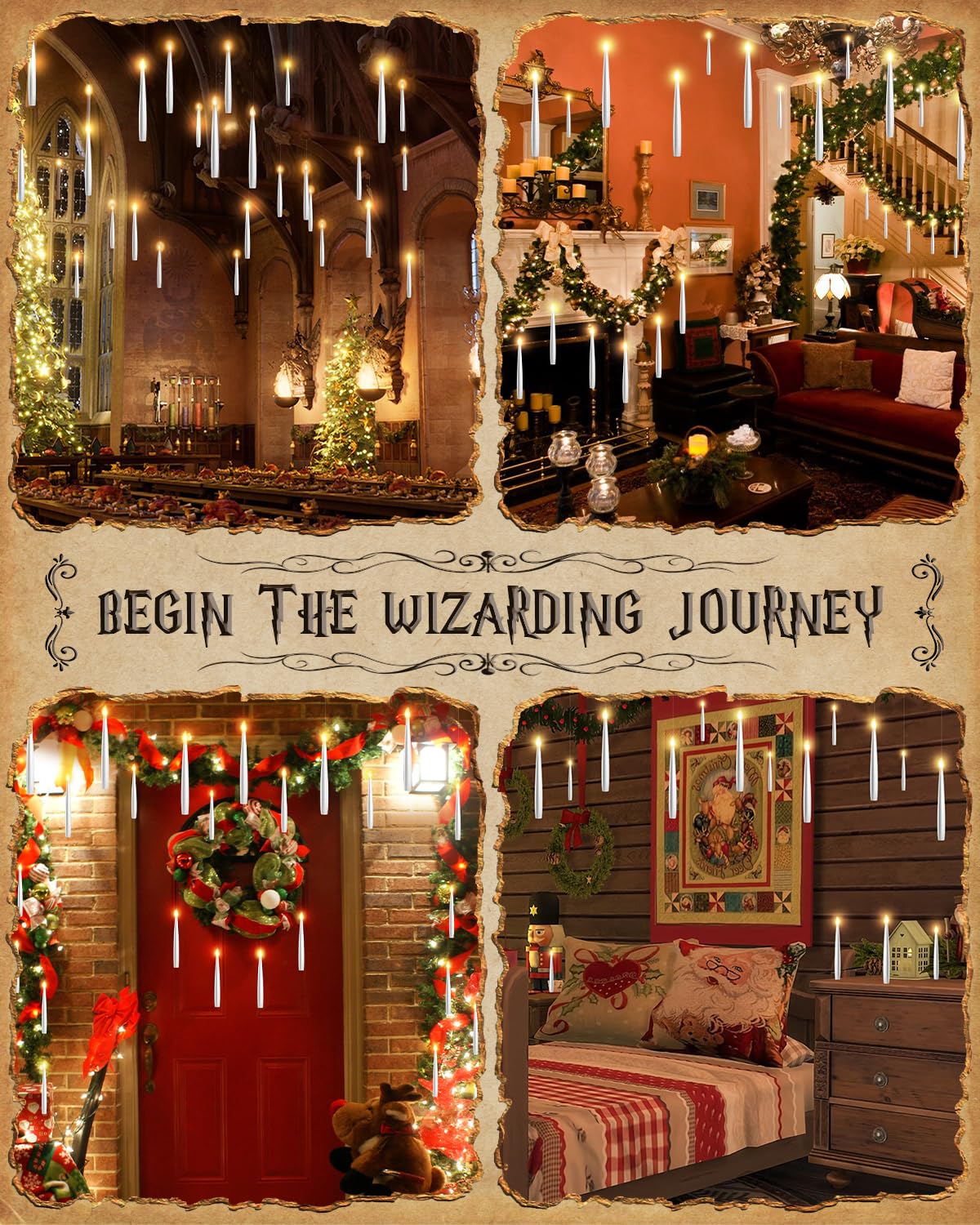 Tlpuhu Halloween Floating Candles 18 Pcs   Magical Flameless Candles With Wand Flickering Warm Lights Ideal For Indoor Window Be