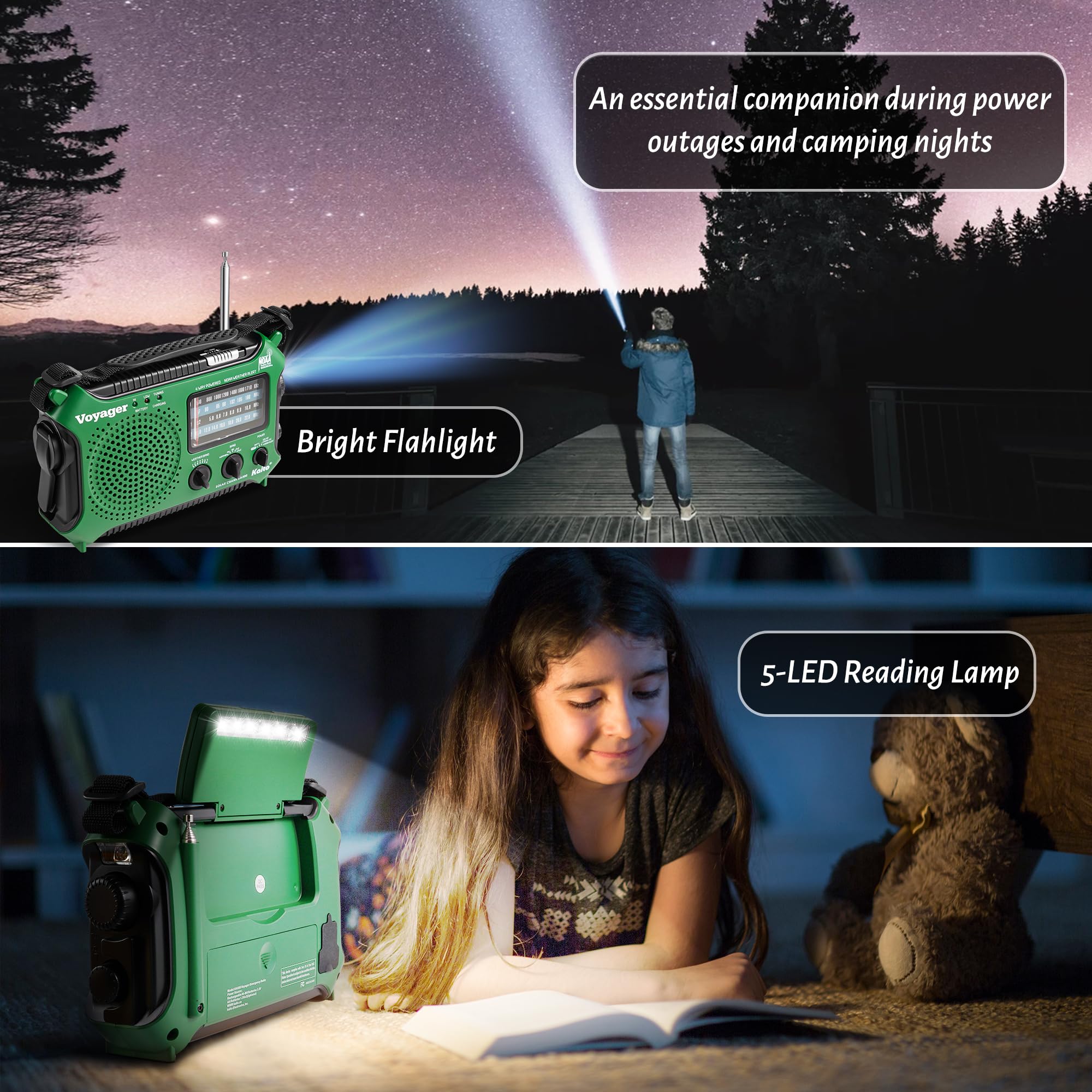 Kaito Ka500Grn 5 Way Powered Emergency Am/Fm/Sw Weather Alert Radio, Green