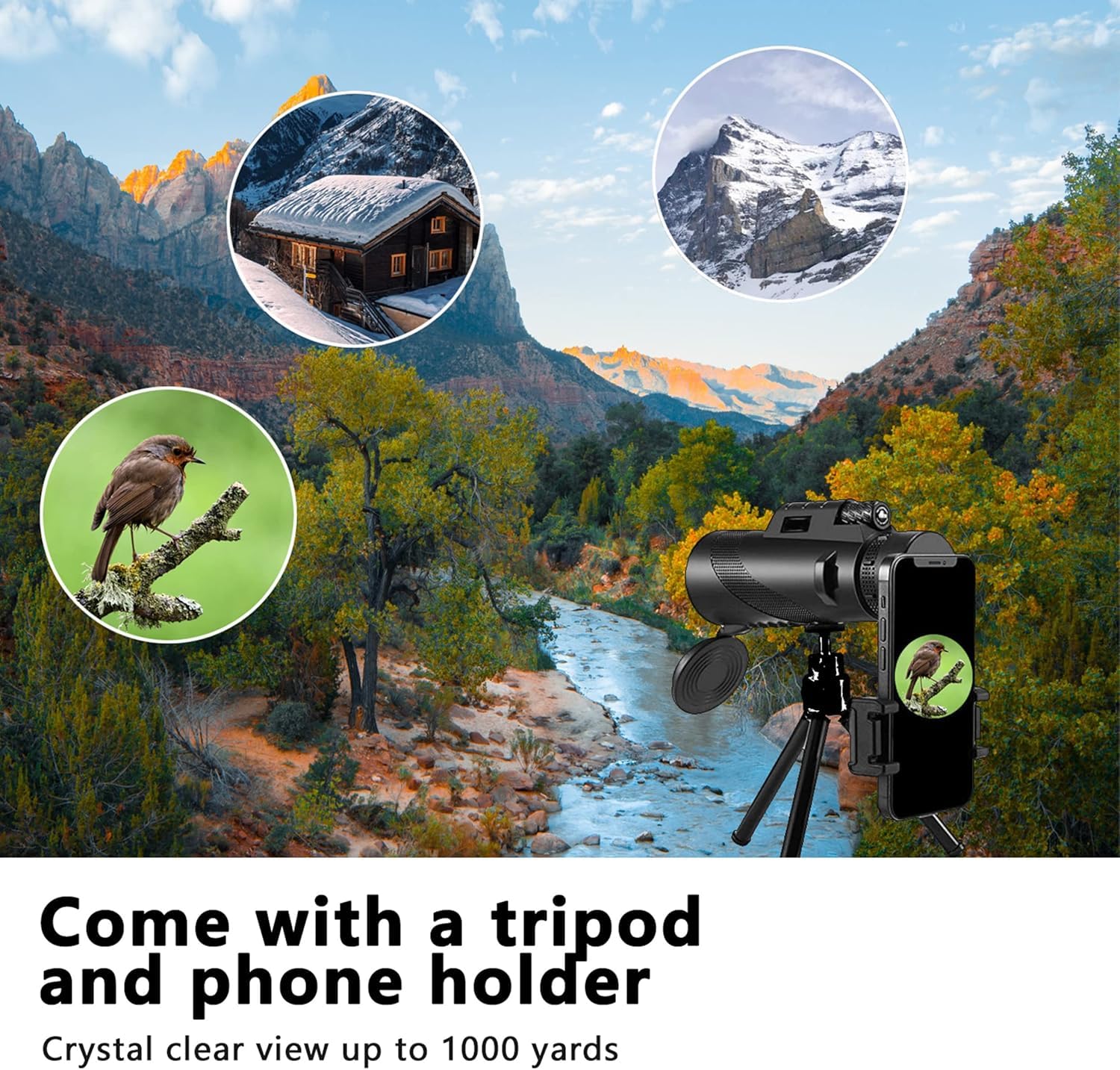 Monocular-Telescope 80X100 High Powered Monoculars High Definition For Adults High Powered With Smartphone Adapter Telescope Hun