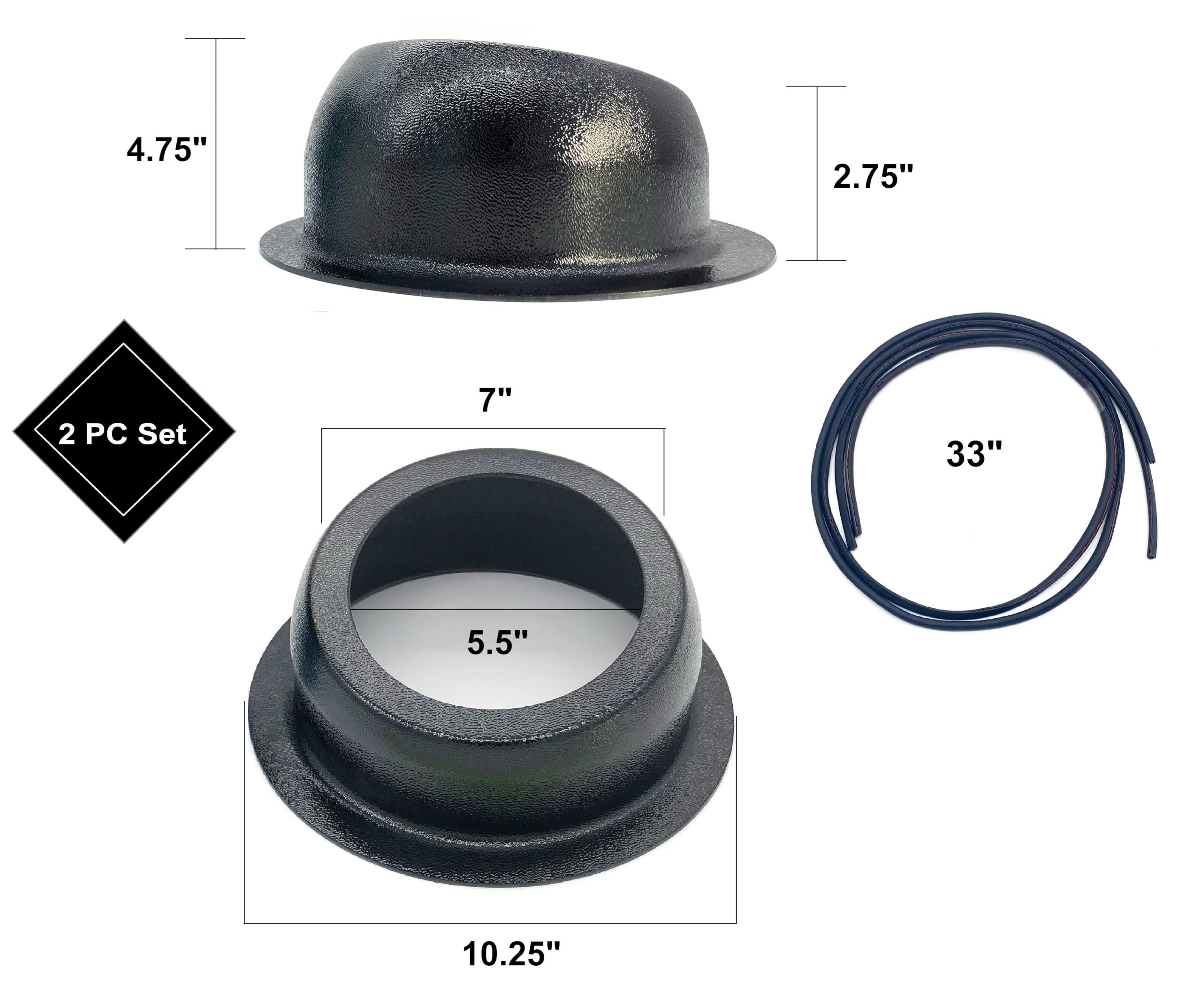 Custom Install Parts Pair Of 6.5'' Install Universal Angled Speaker Enclosures Boxes Pods Surface Mount