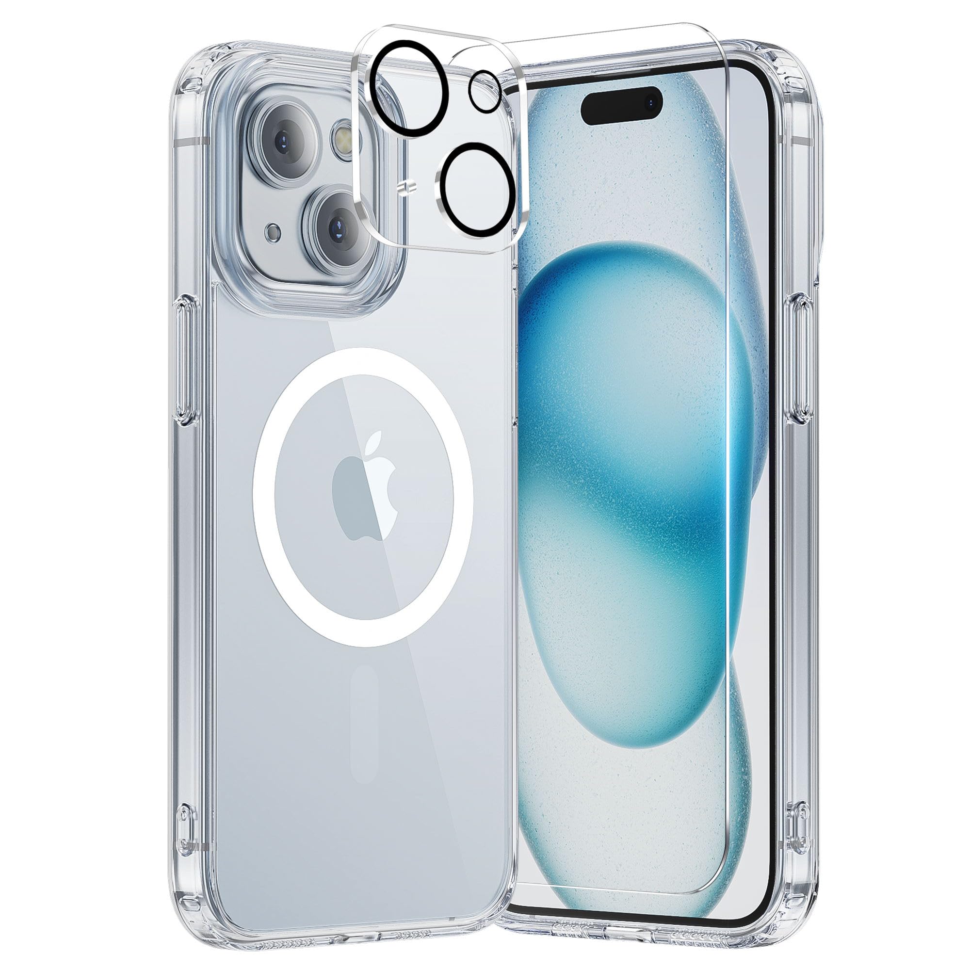 Gyizho For Iphone 15 Plus Case, Compatible With Magsafe [Yellowing Resistant] With 1X Screen Protector + 1X Camera Lens Protecto