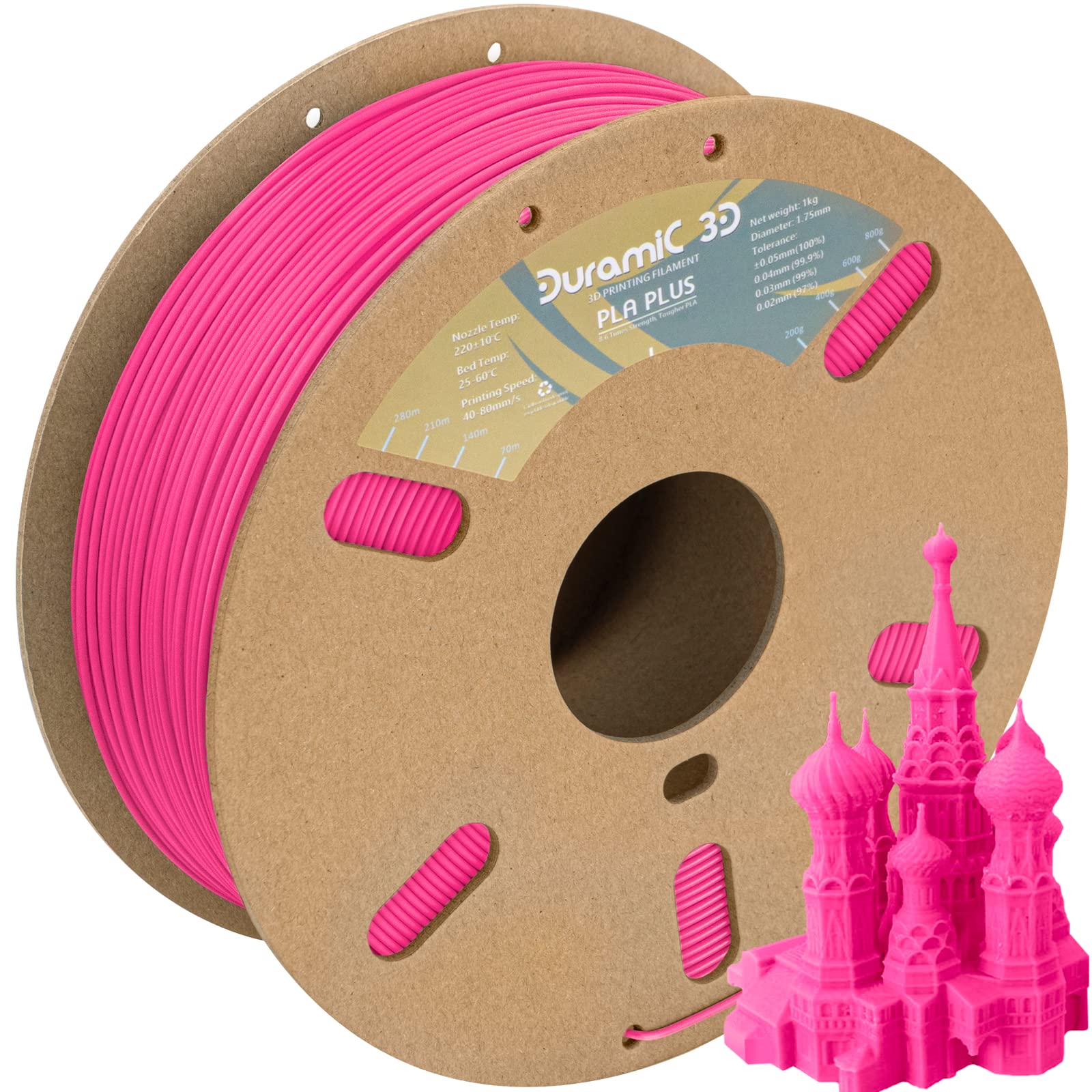 Duramic 3D Pla+ Filament 1.75Mm 1Kg Magenta, Pla Plus 3D Printer Filament 1Kg Spool(2.2Lbs) Pla Pro Tougher And Stronger, Dimens