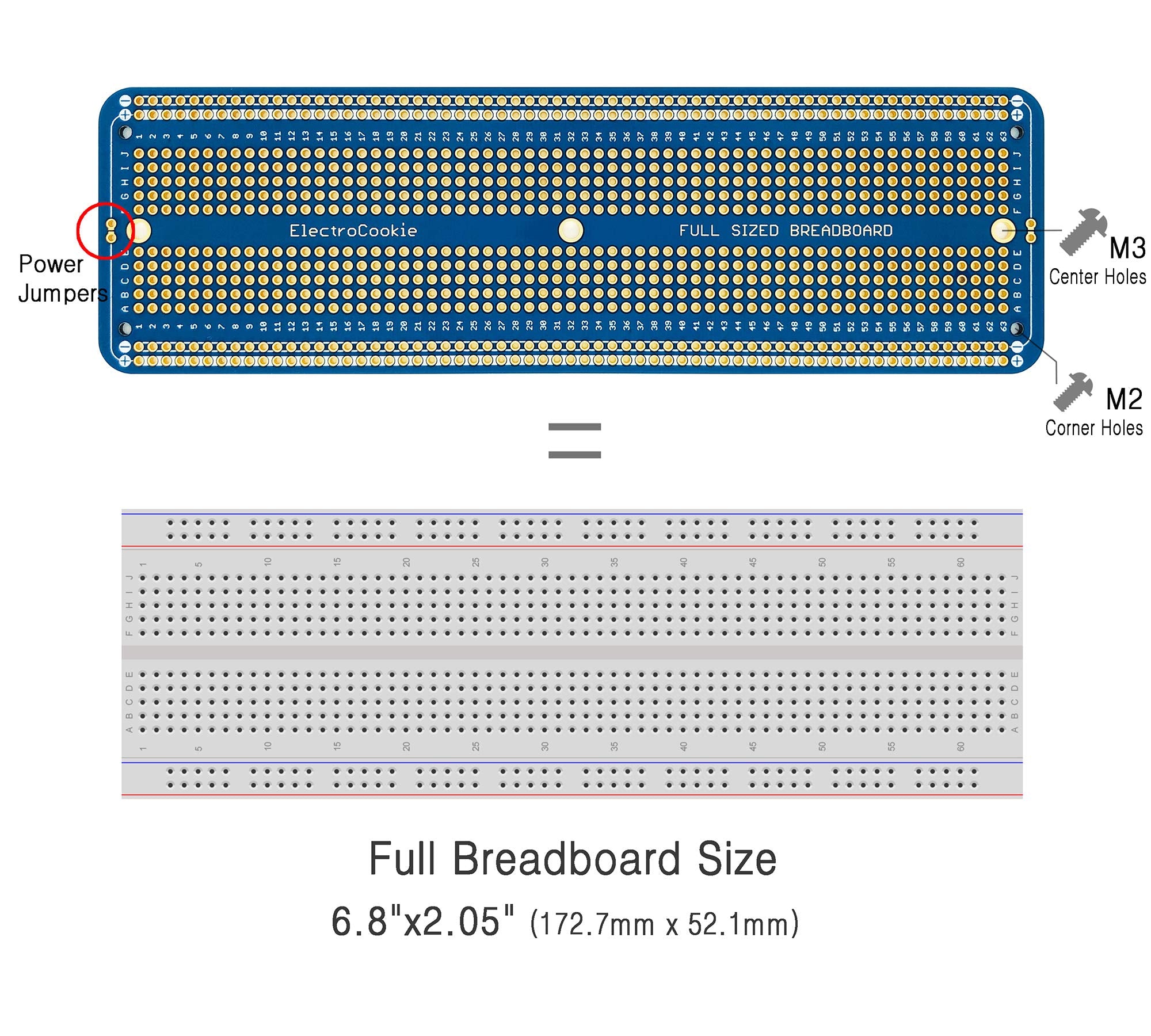 Electrocookie Solderable Breadboard Large Pcb Board For Electronics Projects Compatible For Diy Arduino Soldering Projects, Gold