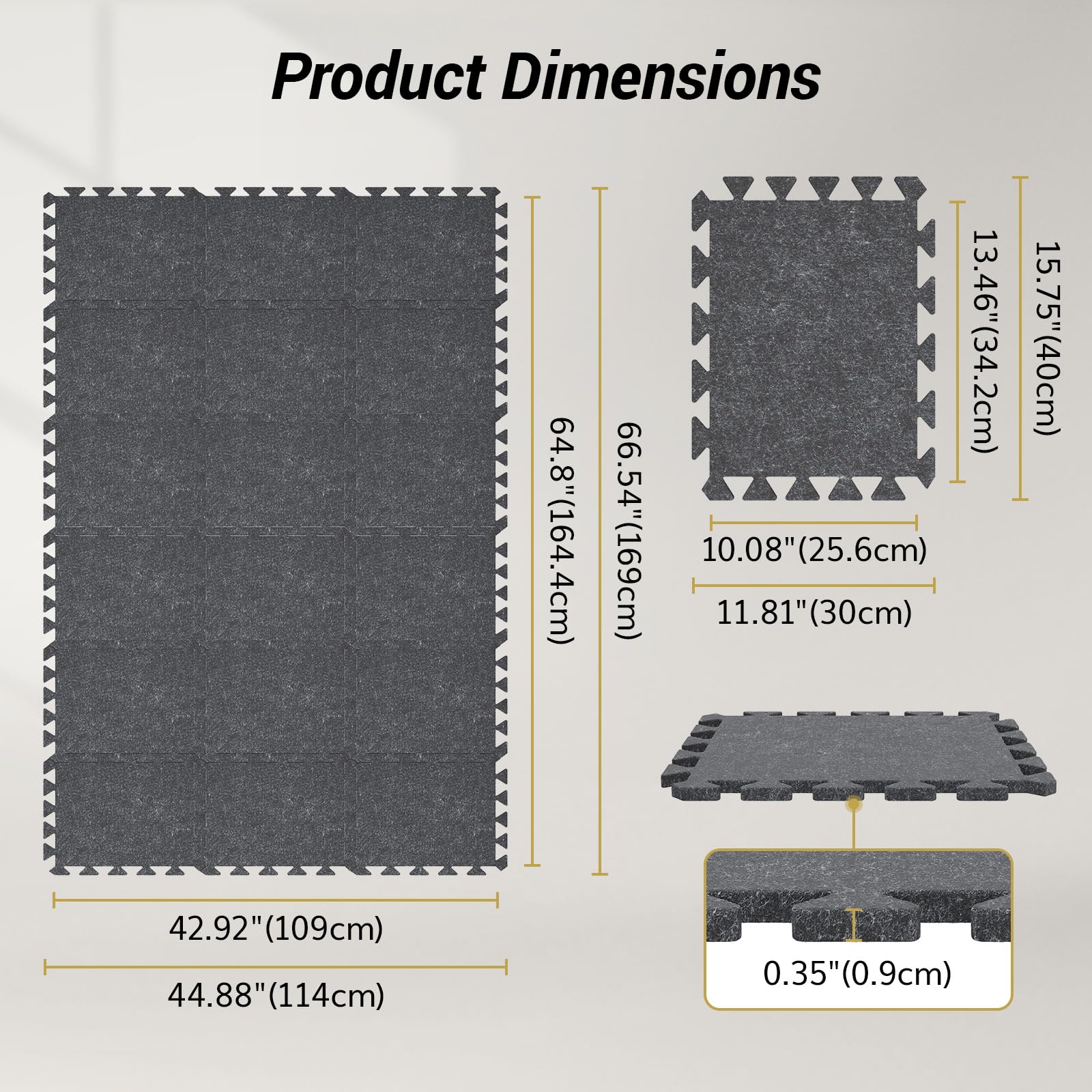 Tonor Drum Mat Set, 18Pcs, Each 15.8 X 11.8 X 0.35, Soundproof Carpet With Non-Slip Bottom, Thick Sound Absorbing Panel Fo