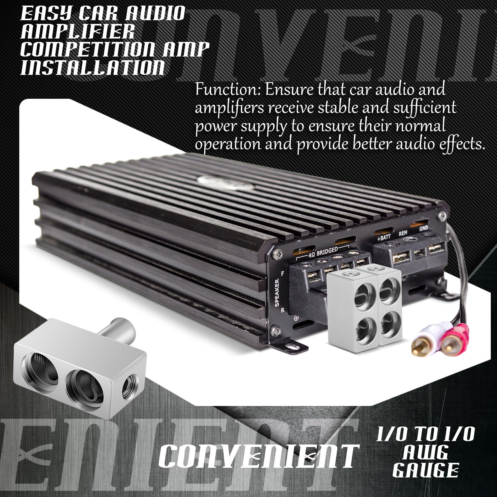 Saysurey 1 Pair Of Car Audio Dual 1/0 Gauge To 1/0 Gauge Amp Input Reducers 2 Pcs Car Audio Amp Input Wire Reducer For Easy Car