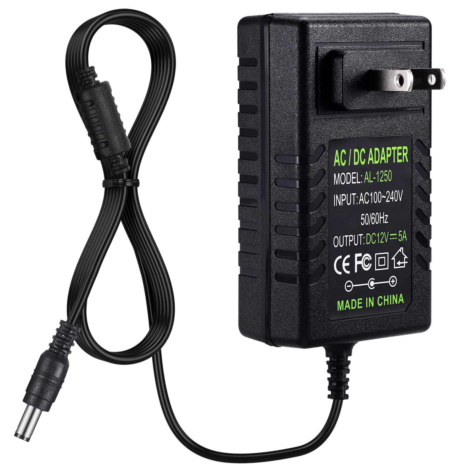 Tobwolf 60W 12V/5A Ac/Dc Wall Outlet Power Supply, 12V Dc Wall Mounted Ac Adapter, 12 Volt 5 Amp 60 Watt Dc Wall Plug Adapter, 1
