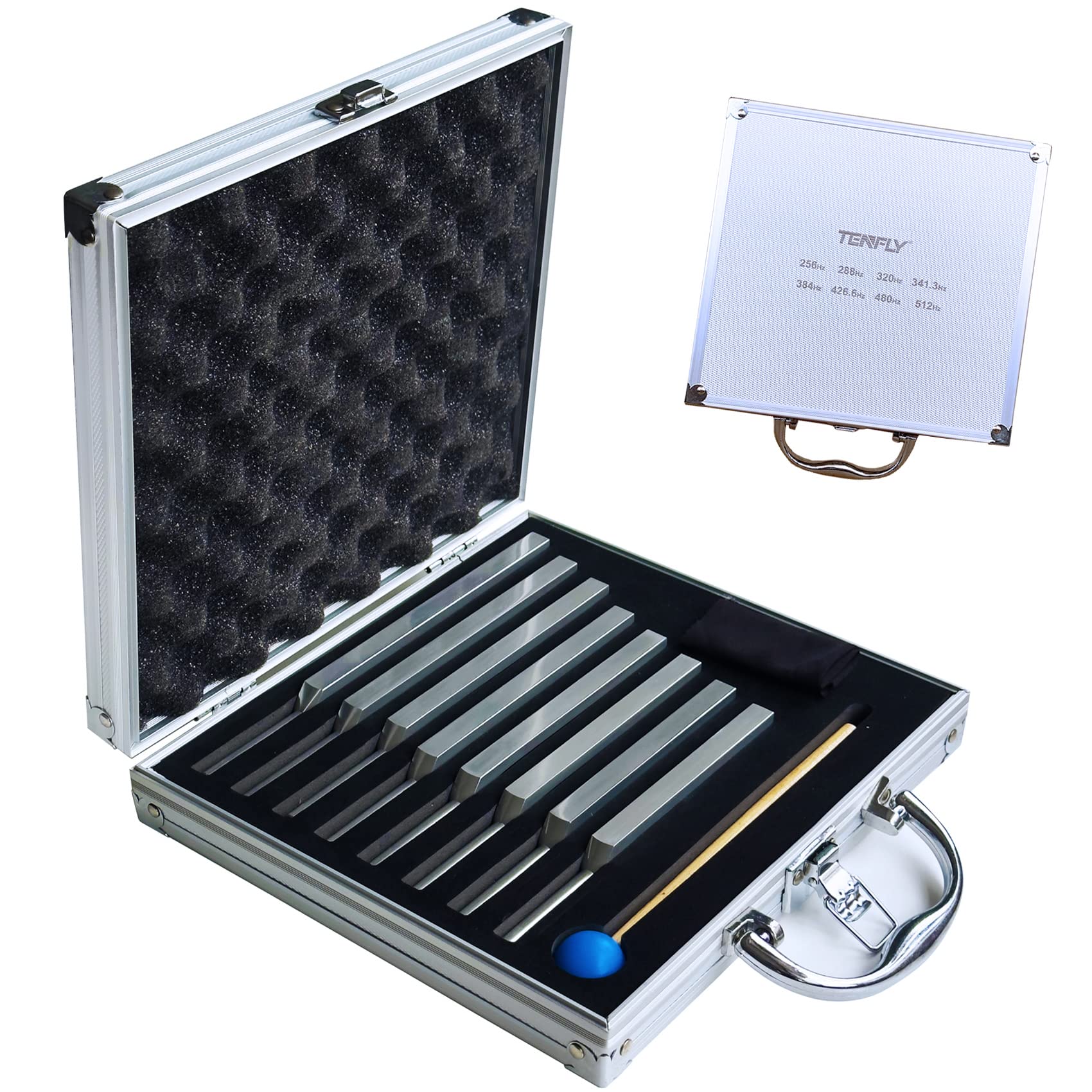 Tenfly Tuning Fork Set Of 8 (256 Hz,288 Hz,320 Hz,341.3 Hz,384 Hz,426.6 Hz,480 Hz,512 Hz), Tuning Forks Perfect For Healing, Cha