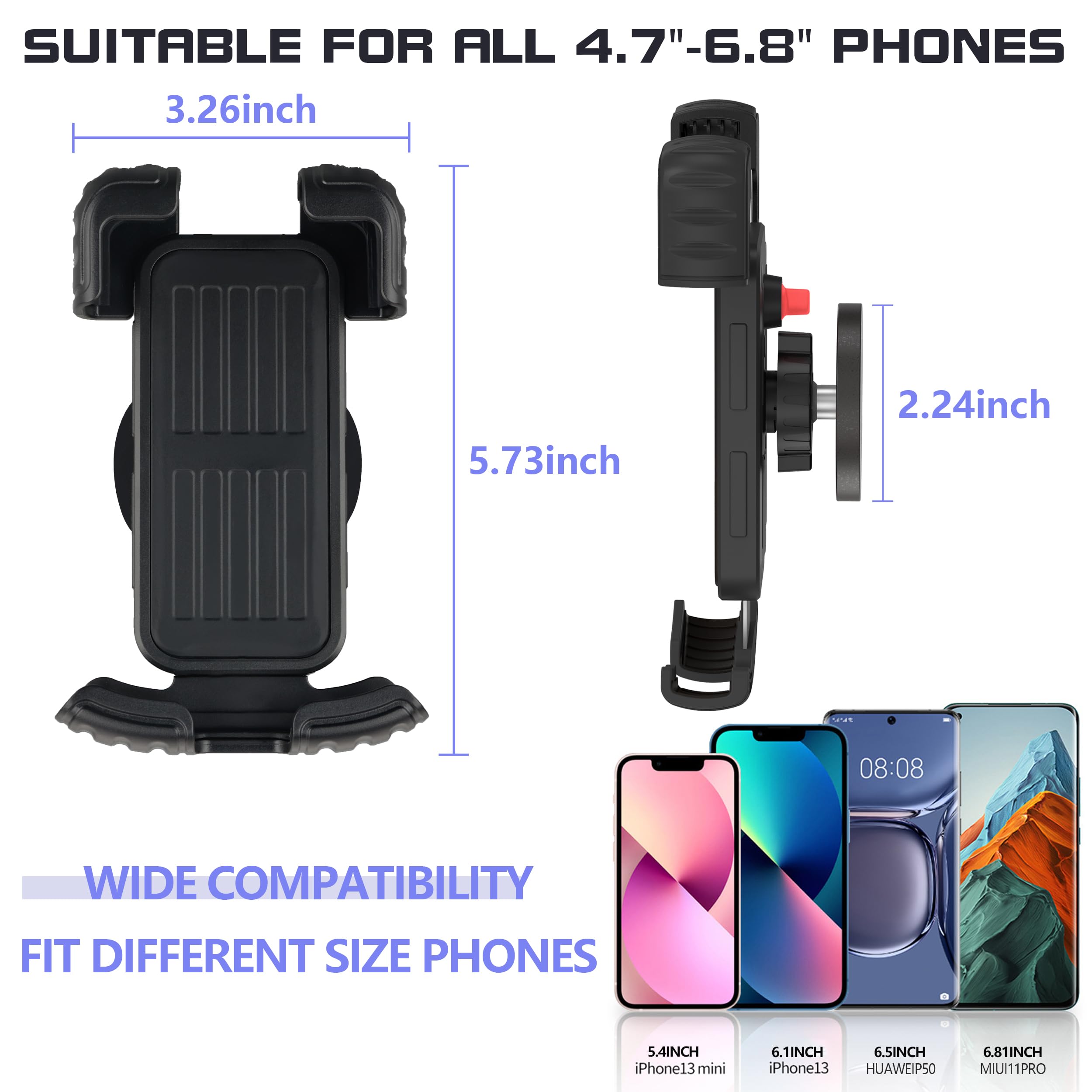 Ulibermagnet Motorcycle Magnetic Phone Mount,Heavy Duty Adjustable Magnetic Cell Phone Holder With Security Lock,Anti Shake 360